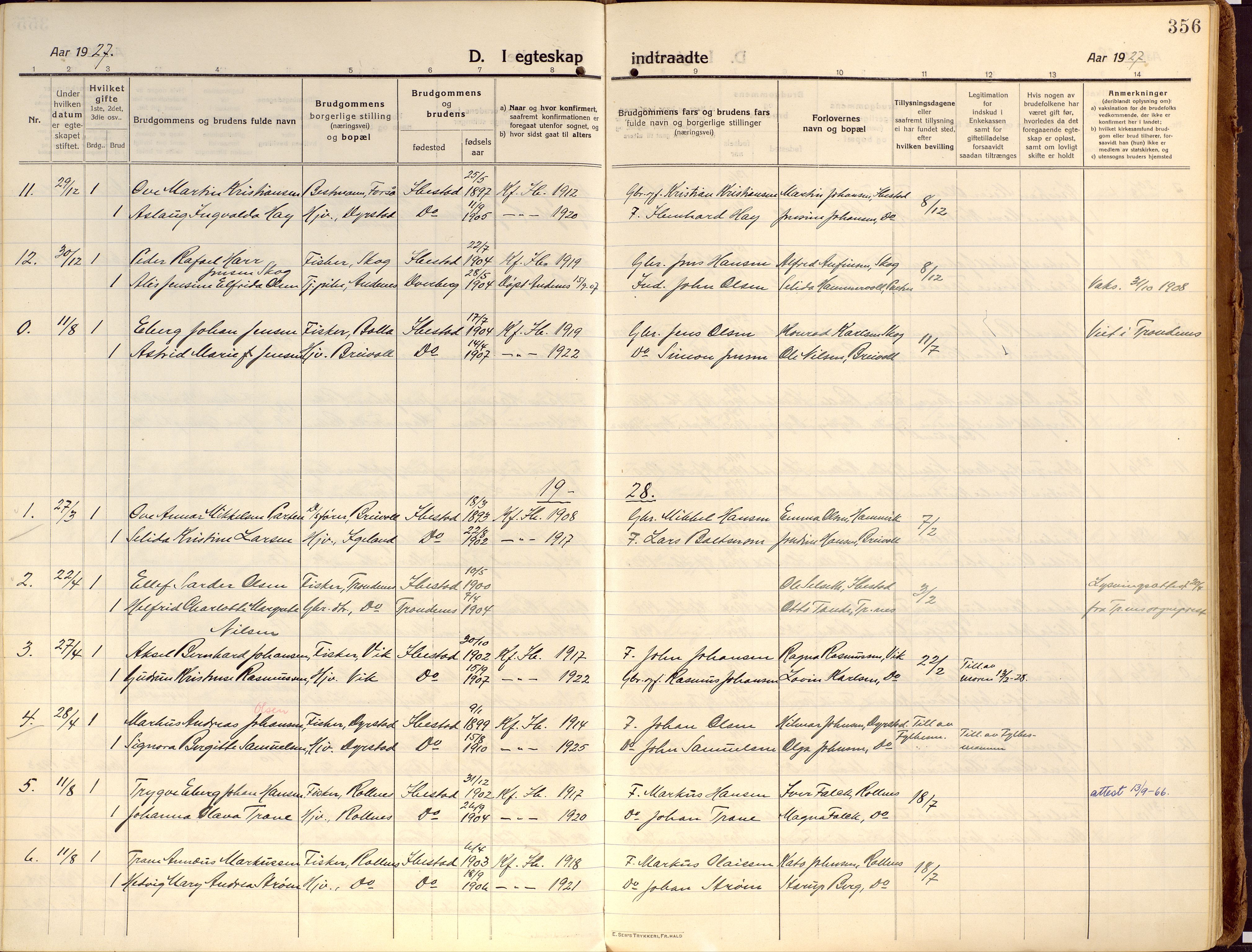 Ibestad sokneprestembete, SATØ/S-0077/H/Ha/Haa/L0018kirke: Parish register (official) no. 18, 1915-1929, p. 356