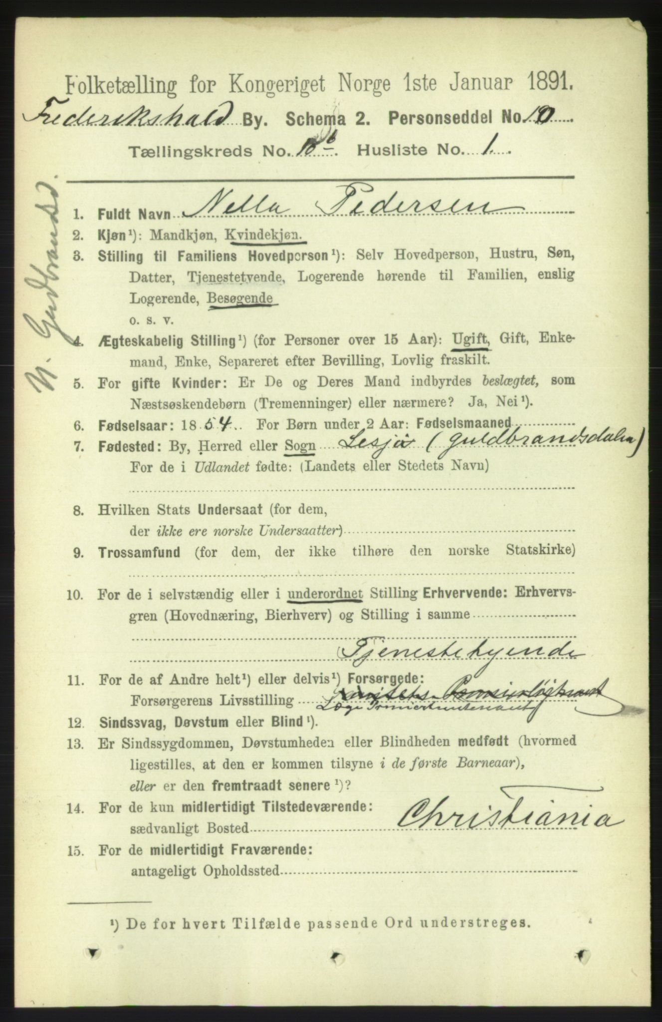 RA, 1891 census for 0101 Fredrikshald, 1891, p. 7357