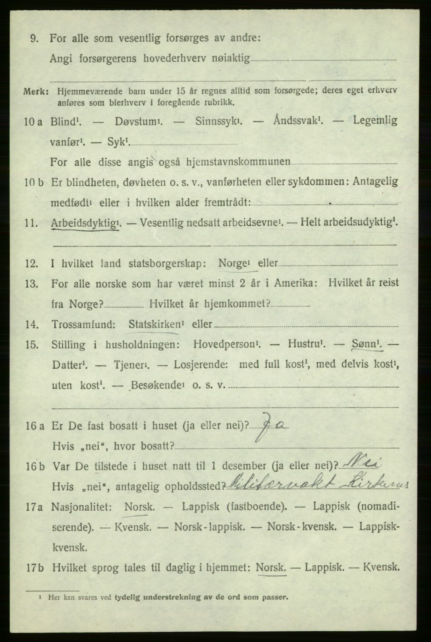 SATØ, 1920 census for Loppa, 1920, p. 851