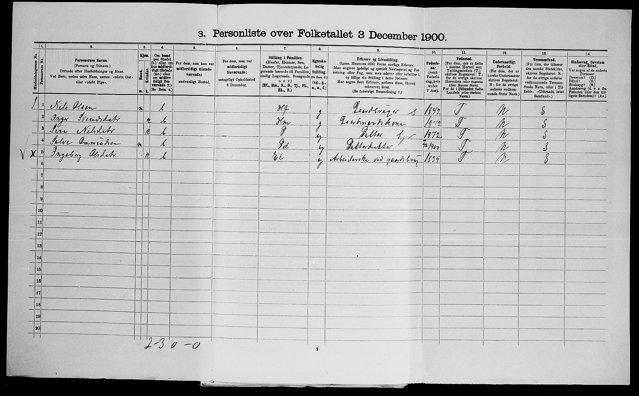 SAK, 1900 census for Bakke, 1900, p. 466