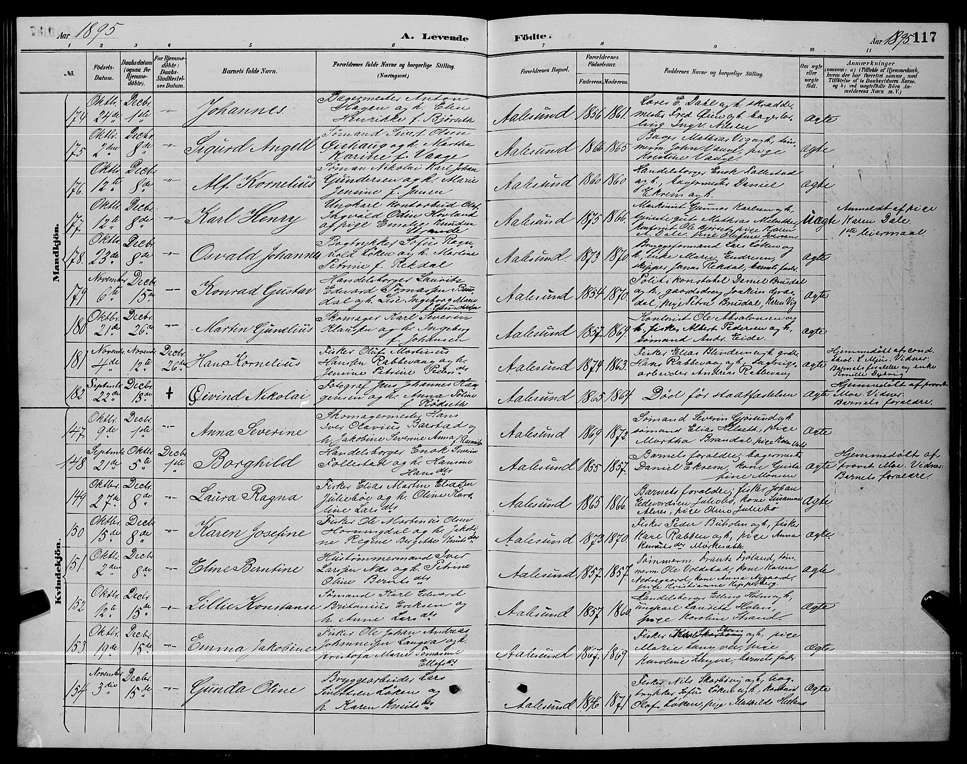 Ministerialprotokoller, klokkerbøker og fødselsregistre - Møre og Romsdal, AV/SAT-A-1454/529/L0467: Parish register (copy) no. 529C04, 1889-1897, p. 117