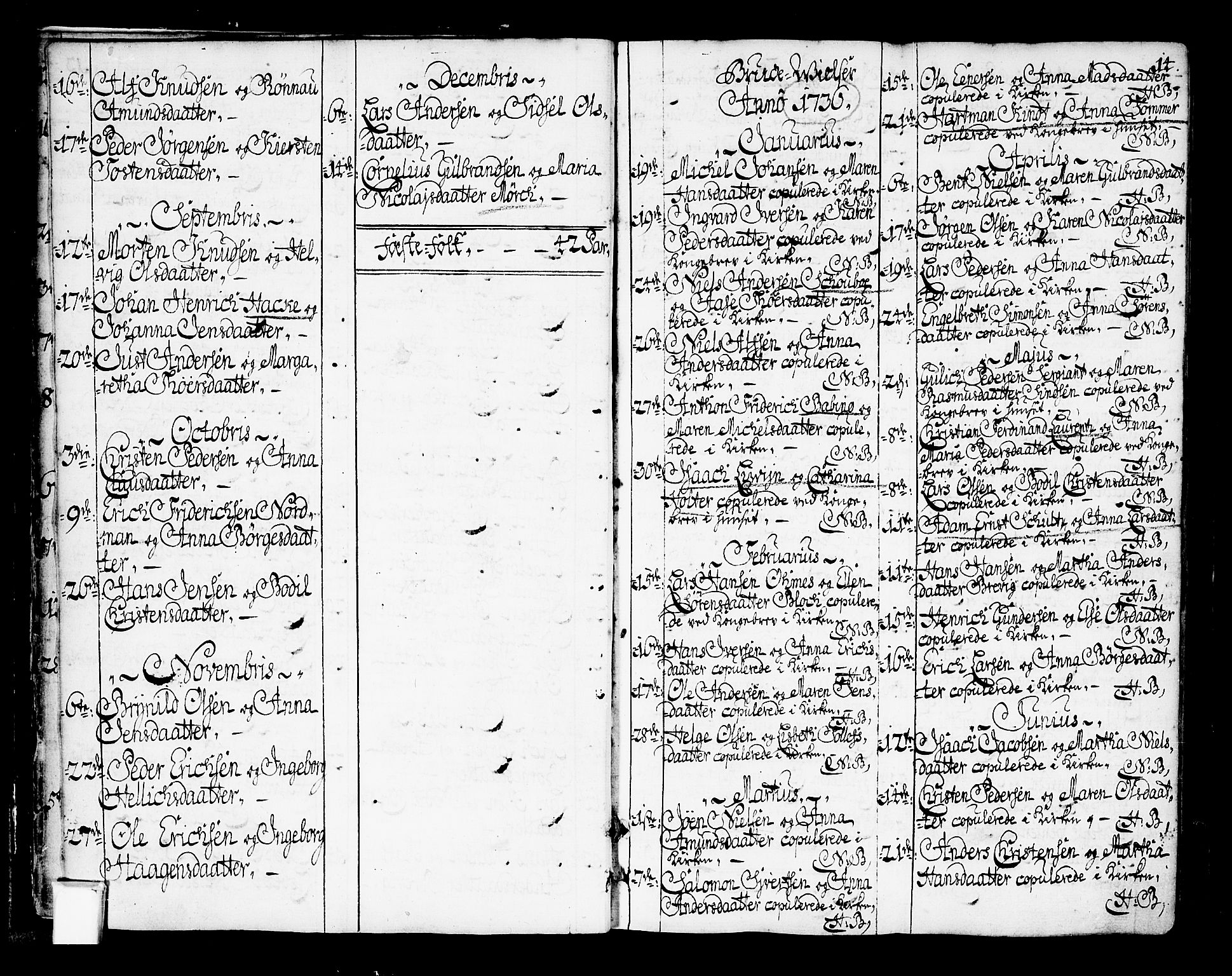 Oslo domkirke Kirkebøker, SAO/A-10752/F/Fa/L0003: Parish register (official) no. 3, 1731-1743, p. 14