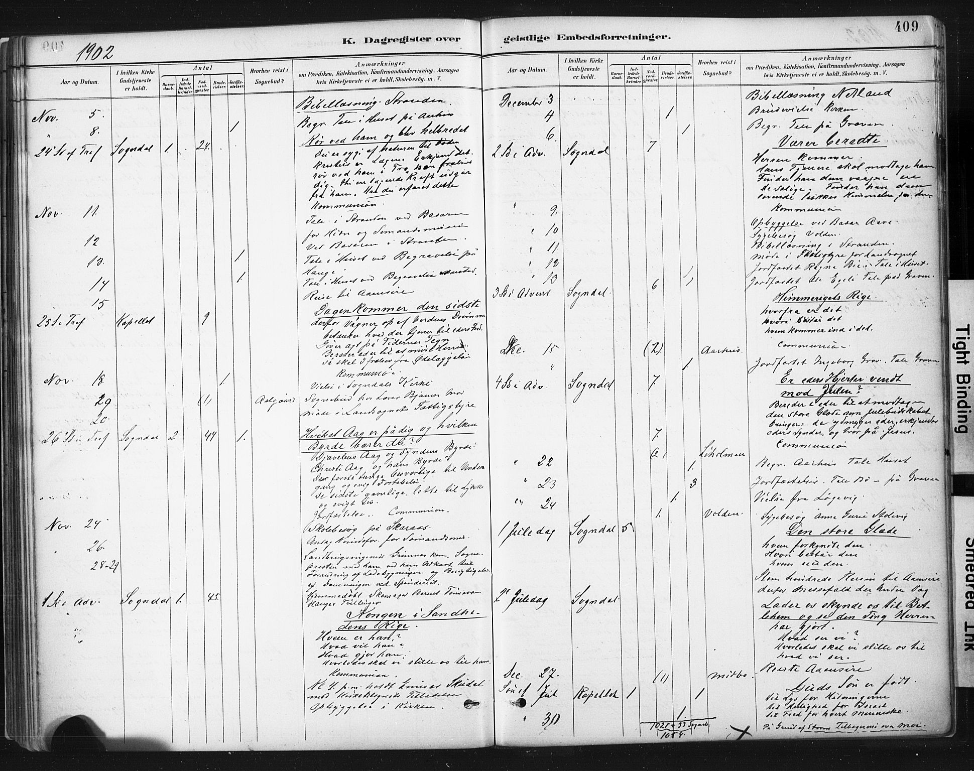 Sokndal sokneprestkontor, AV/SAST-A-101808: Parish register (official) no. A 11.2, 1887-1905, p. 409