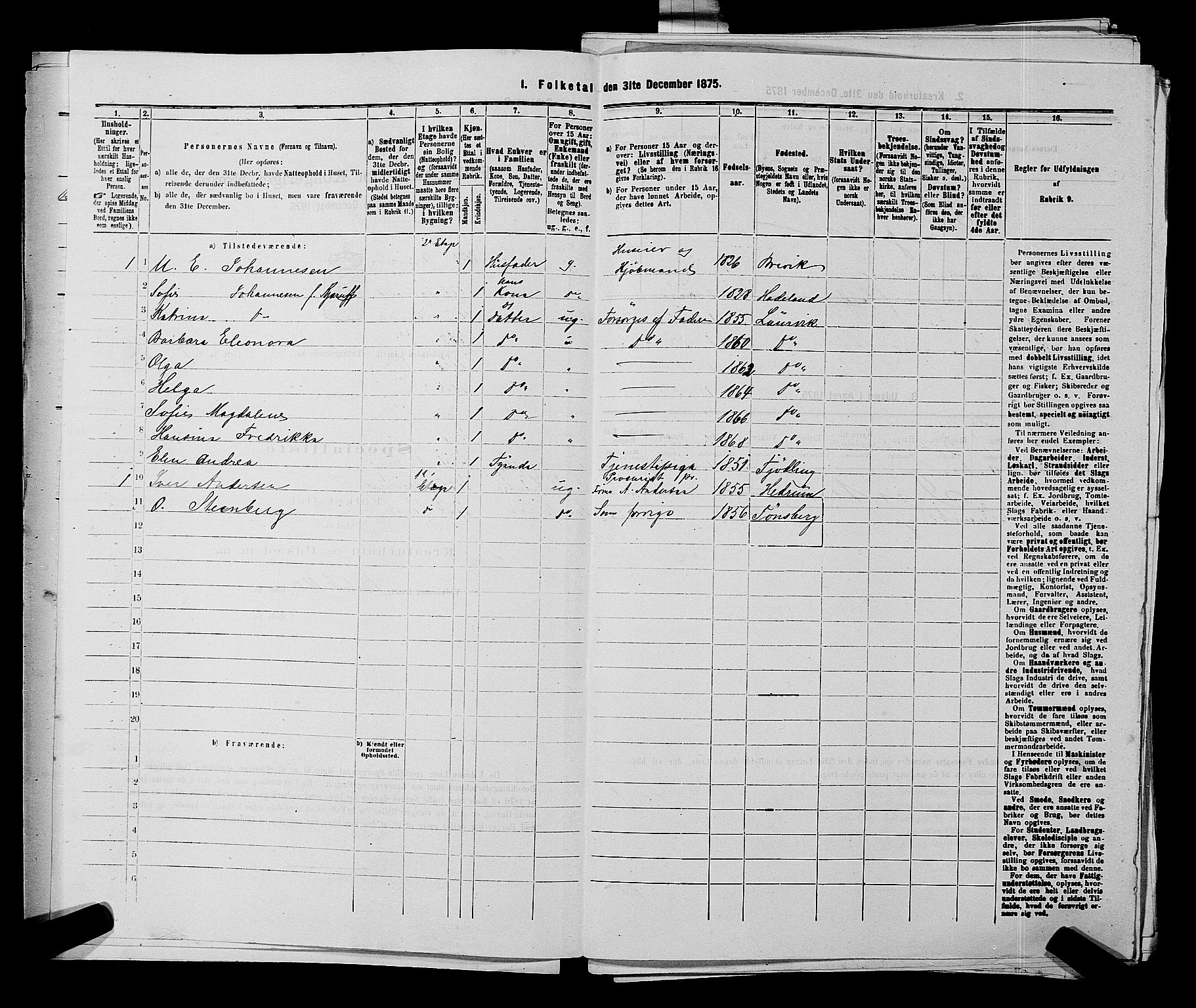 SAKO, 1875 census for 0707P Larvik, 1875, p. 549