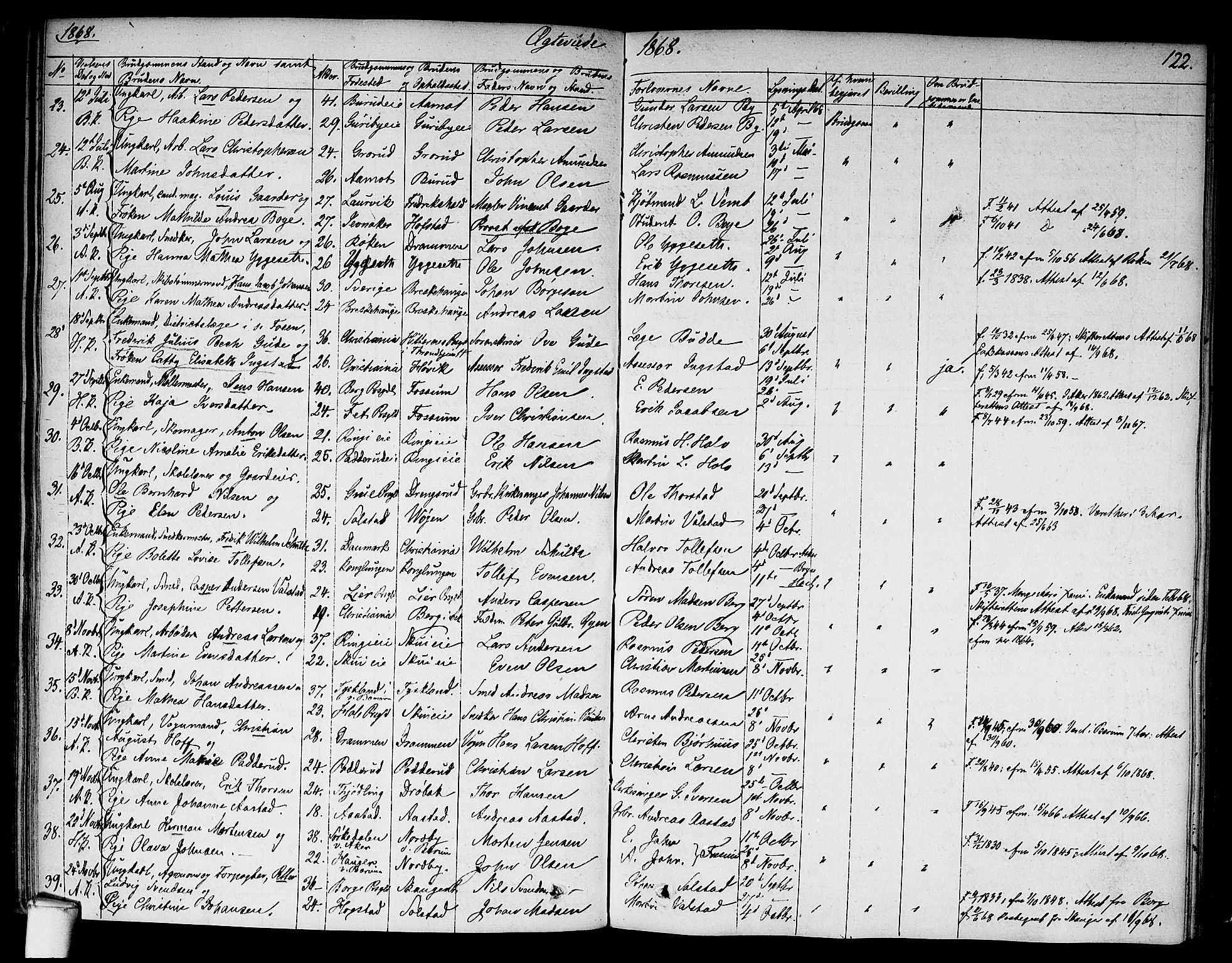 Asker prestekontor Kirkebøker, SAO/A-10256a/F/Fa/L0010: Parish register (official) no. I 10, 1825-1878, p. 122