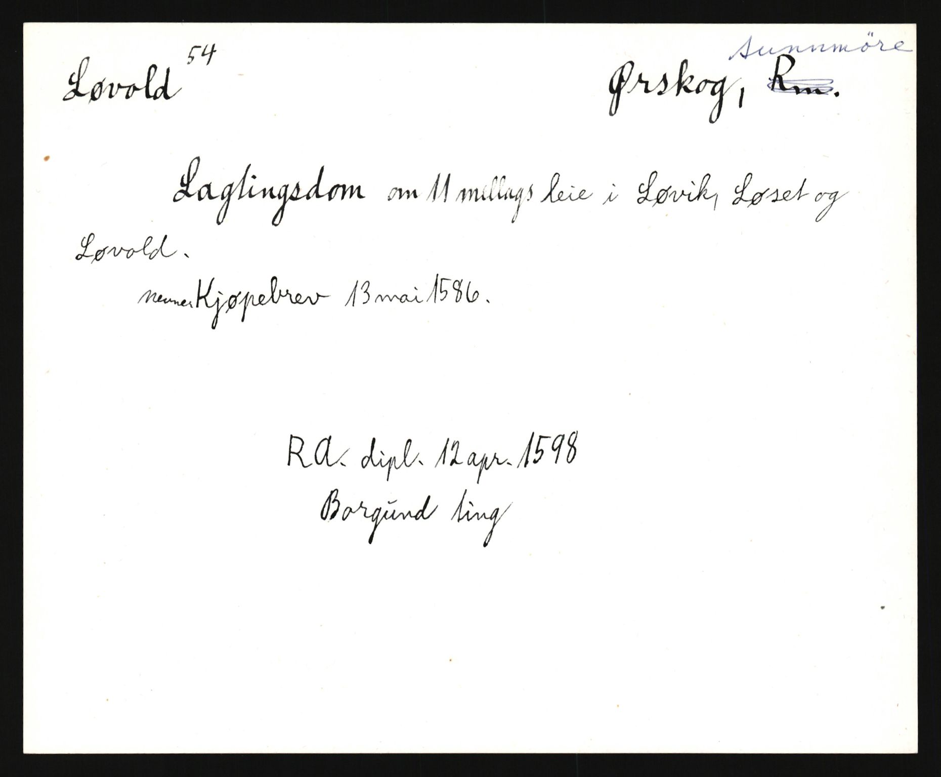 Riksarkivets diplomsamling, AV/RA-EA-5965/F35/F35e/L0031: Registreringssedler Møre og Romsdal, 1400-1700, p. 243