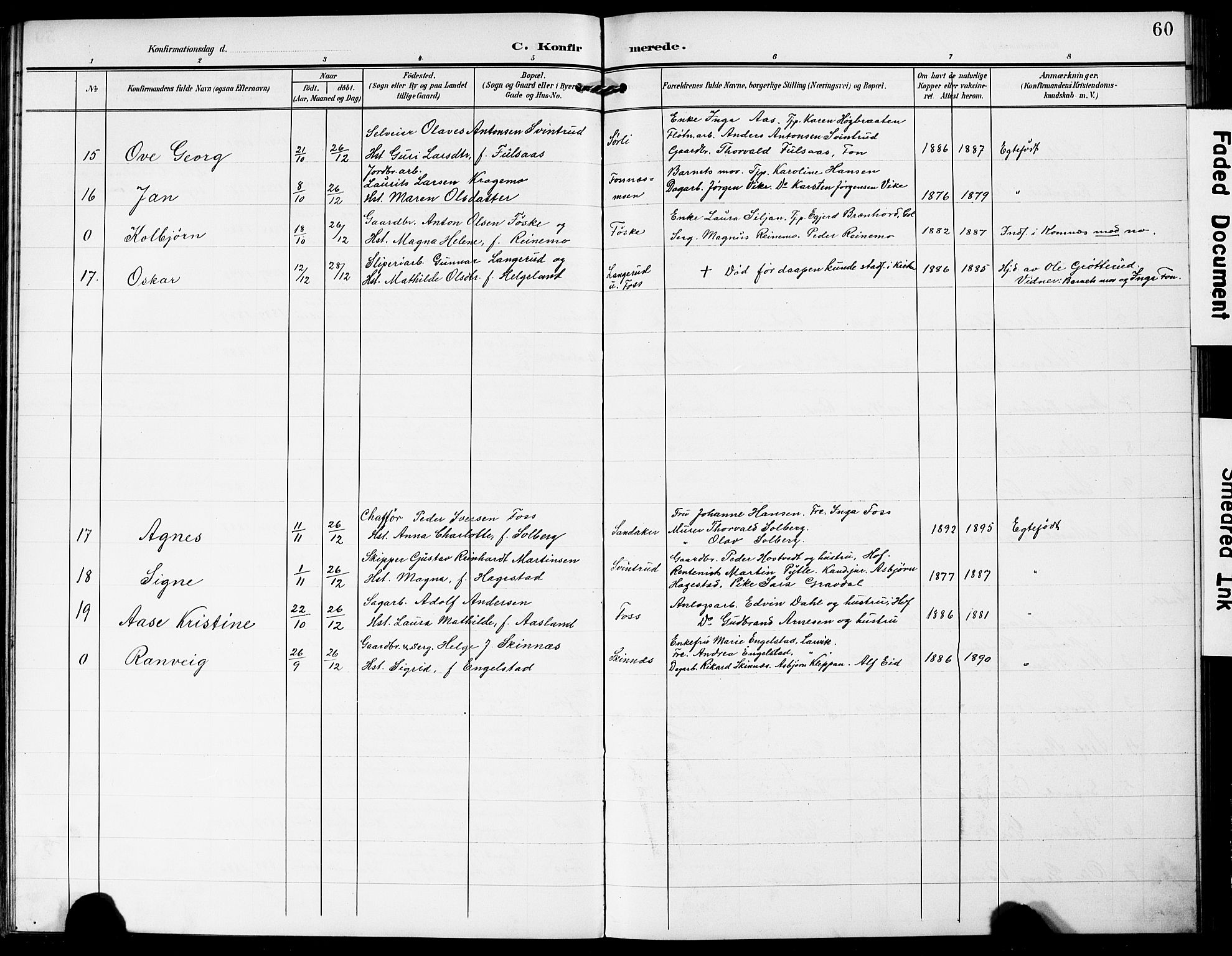 Sandsvær kirkebøker, SAKO/A-244/G/Gc/L0001: Parish register (copy) no. III 1, 1878-1928, p. 60