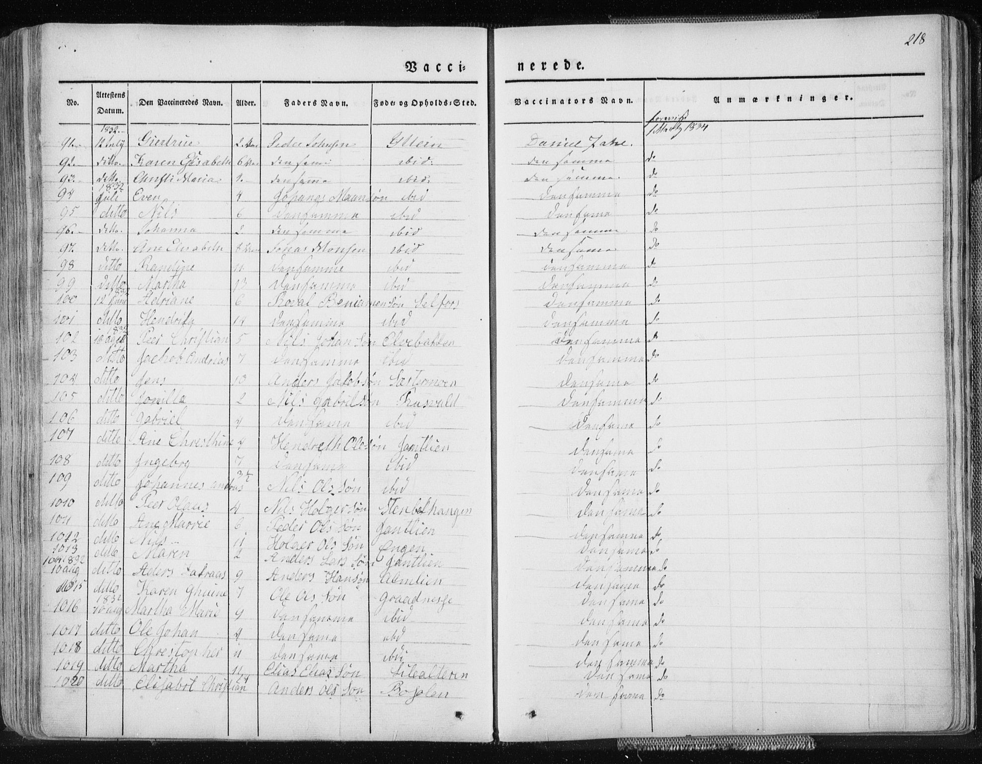 Ministerialprotokoller, klokkerbøker og fødselsregistre - Nordland, AV/SAT-A-1459/827/L0390: Parish register (official) no. 827A02, 1826-1841, p. 218