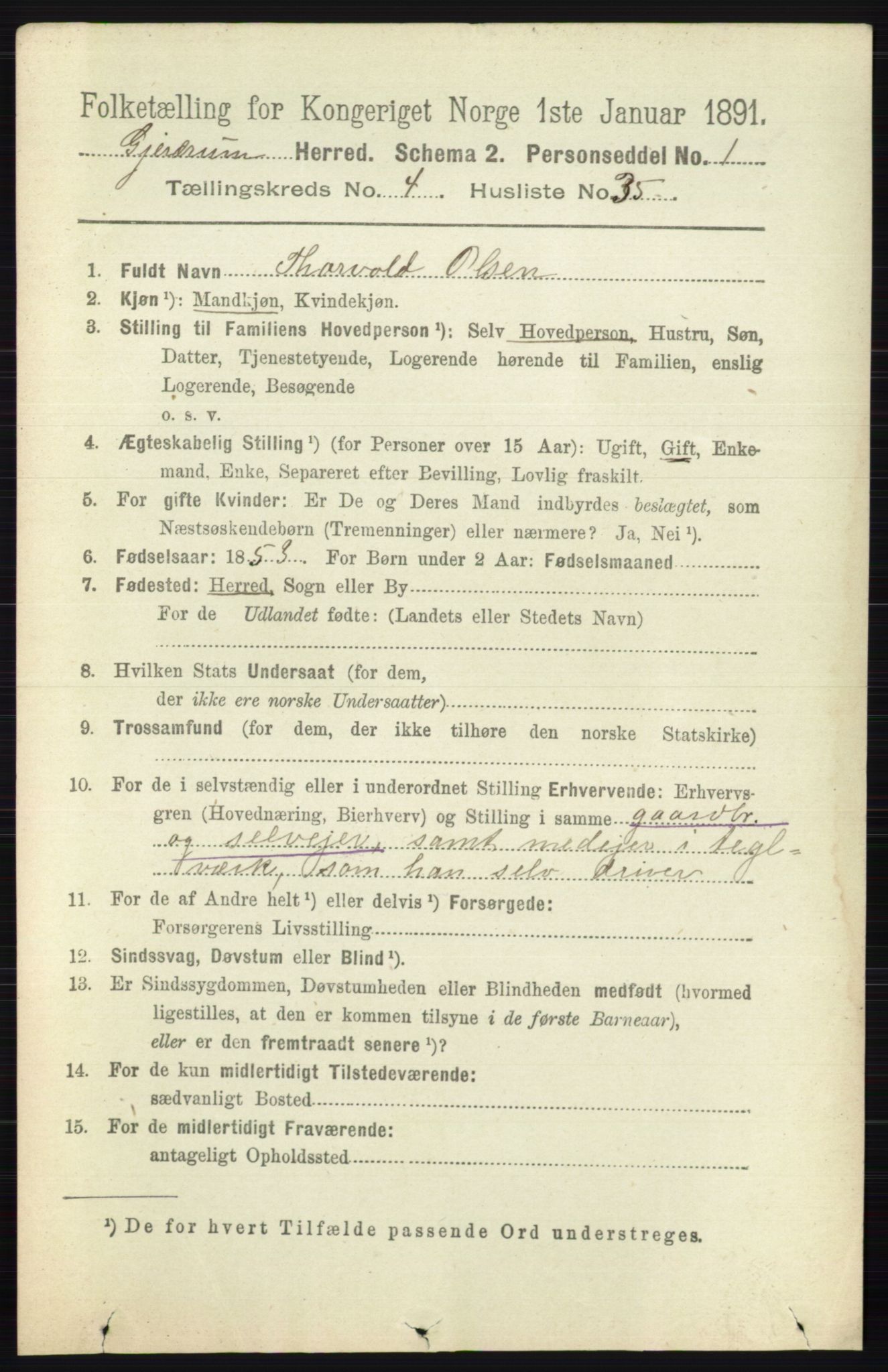 RA, 1891 census for 0234 Gjerdrum, 1891, p. 1998