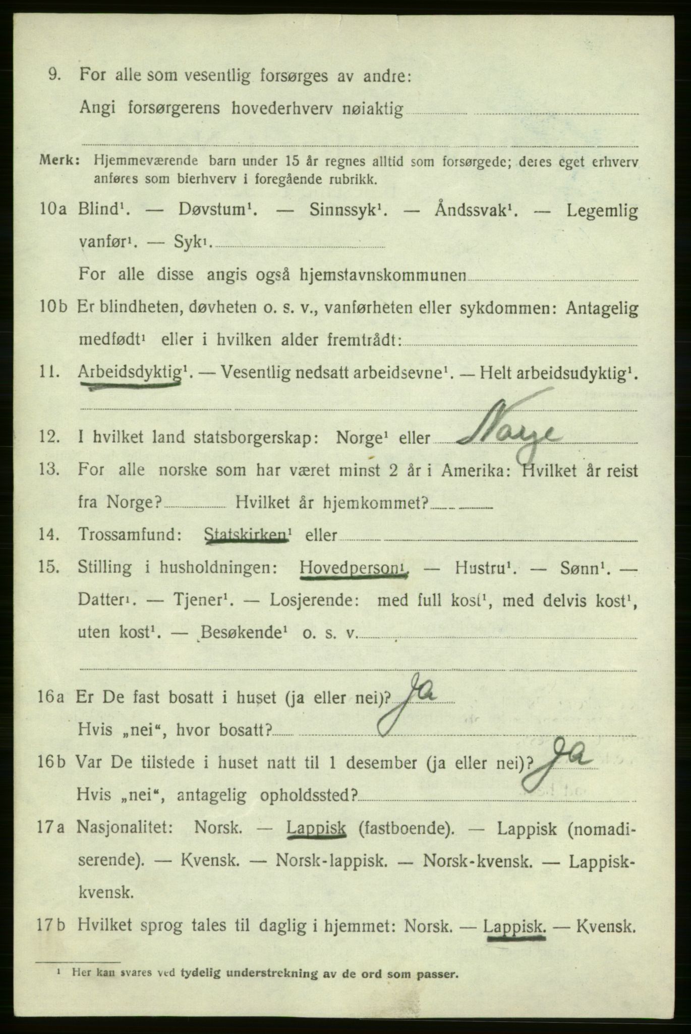 SATØ, 1920 census for Lebesby, 1920, p. 1630