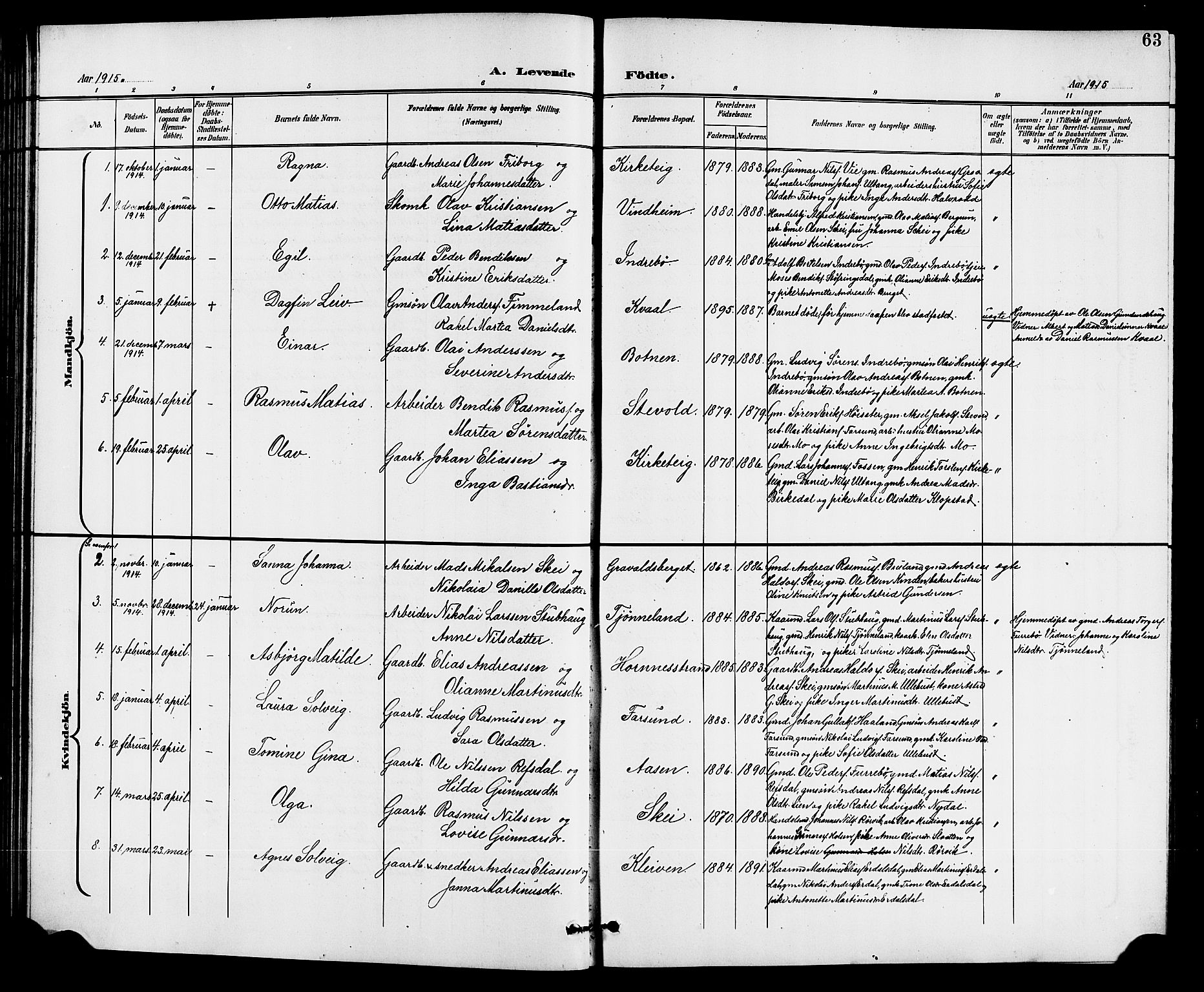 Førde sokneprestembete, SAB/A-79901/H/Hab/Haba/L0003: Parish register (copy) no. A 3, 1899-1924, p. 63