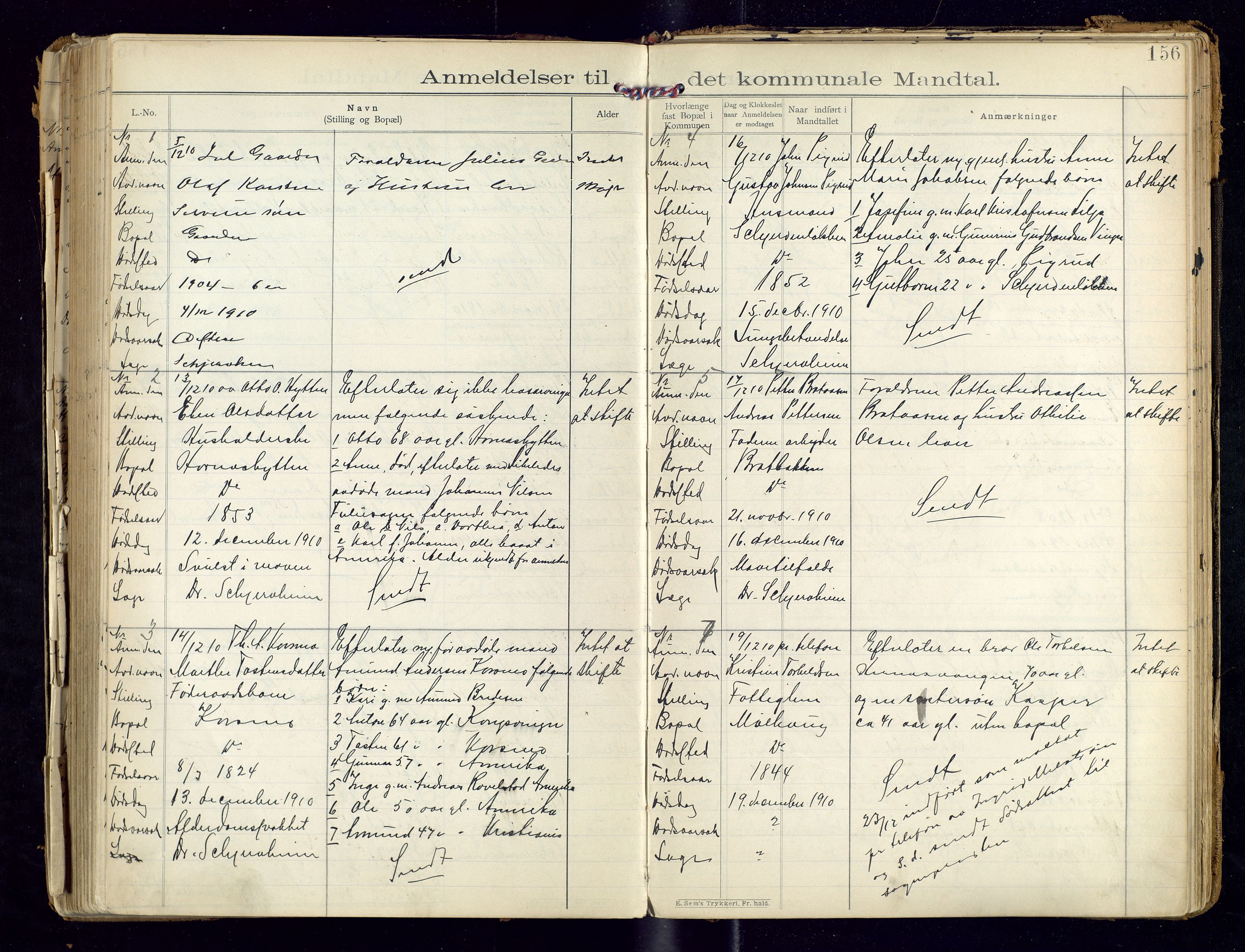 Sør-Odal lensmannskontor, AV/SAH-LHS-022/H/Hb/L0001/0002: Protokoller over anmeldte dødsfall / Protokoll over anmeldte dødsfall, 1901-1913, p. 156