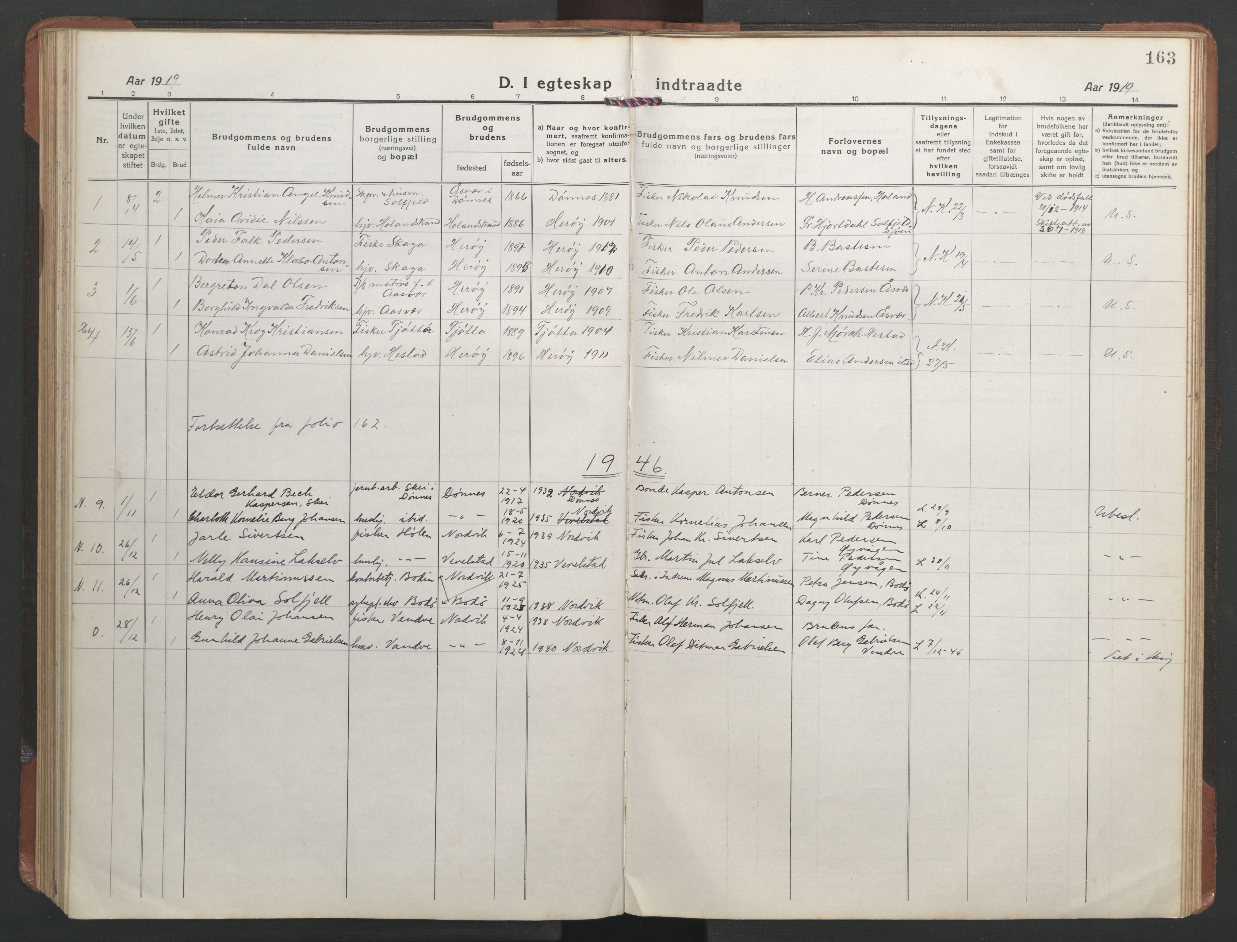 Ministerialprotokoller, klokkerbøker og fødselsregistre - Nordland, SAT/A-1459/836/L0539: Parish register (copy) no. 836C03, 1917-1949, p. 163