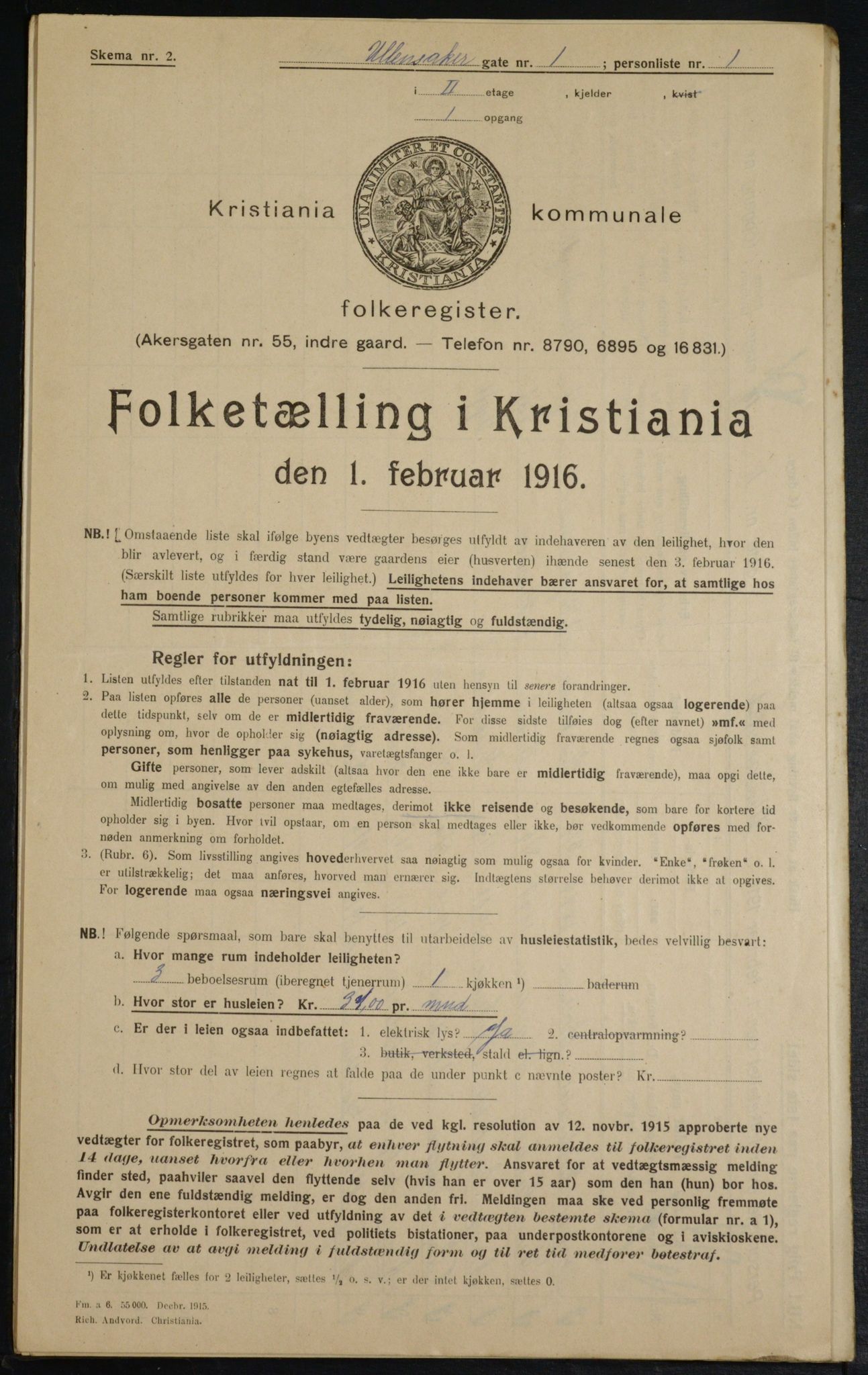 OBA, Municipal Census 1916 for Kristiania, 1916, p. 122319