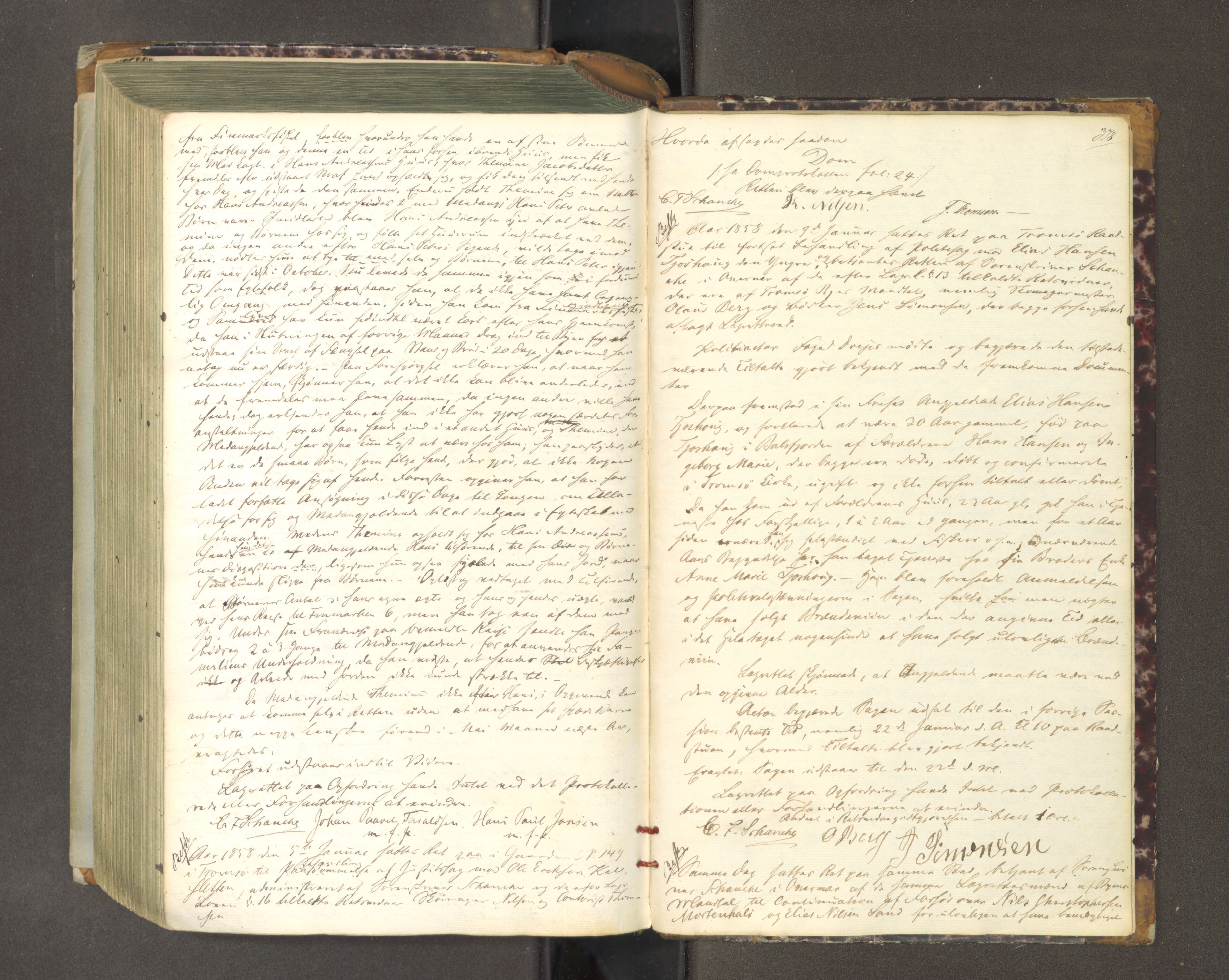 Tromsø sorenskriveri 1855-, AV/SATØ-S-0050/F/Fe/L0124: Ekstrarettsprotokoll med register, 1851-1858, p. 377b-378a