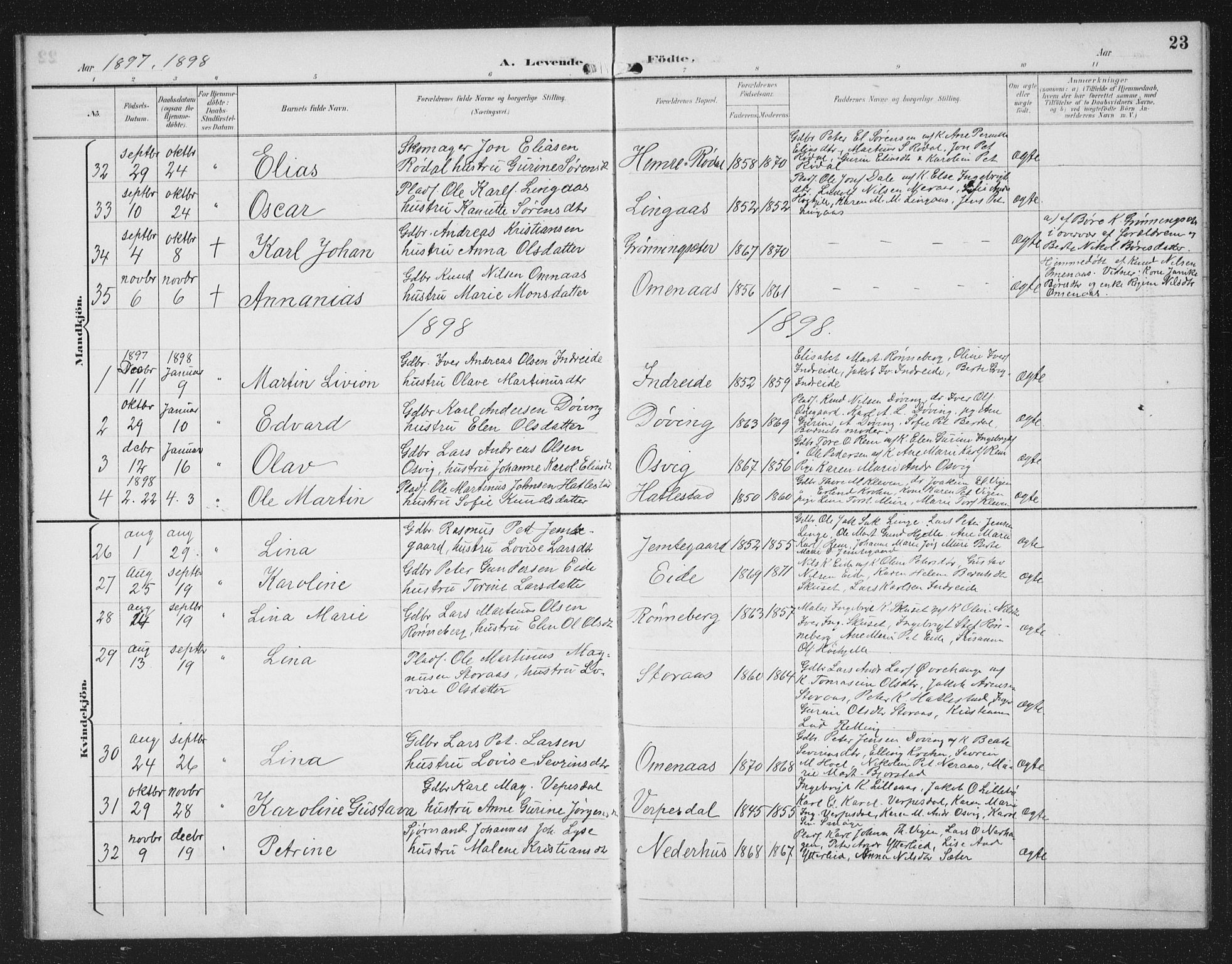 Ministerialprotokoller, klokkerbøker og fødselsregistre - Møre og Romsdal, SAT/A-1454/519/L0264: Parish register (copy) no. 519C05, 1892-1910, p. 23