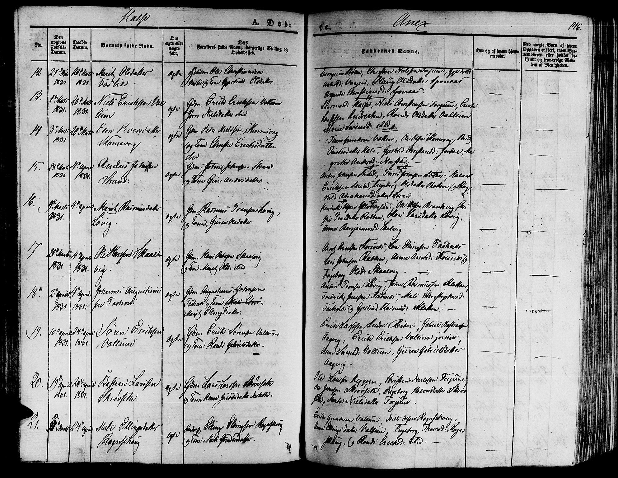 Ministerialprotokoller, klokkerbøker og fødselsregistre - Møre og Romsdal, AV/SAT-A-1454/592/L1025: Parish register (official) no. 592A03 /2, 1831-1849, p. 146