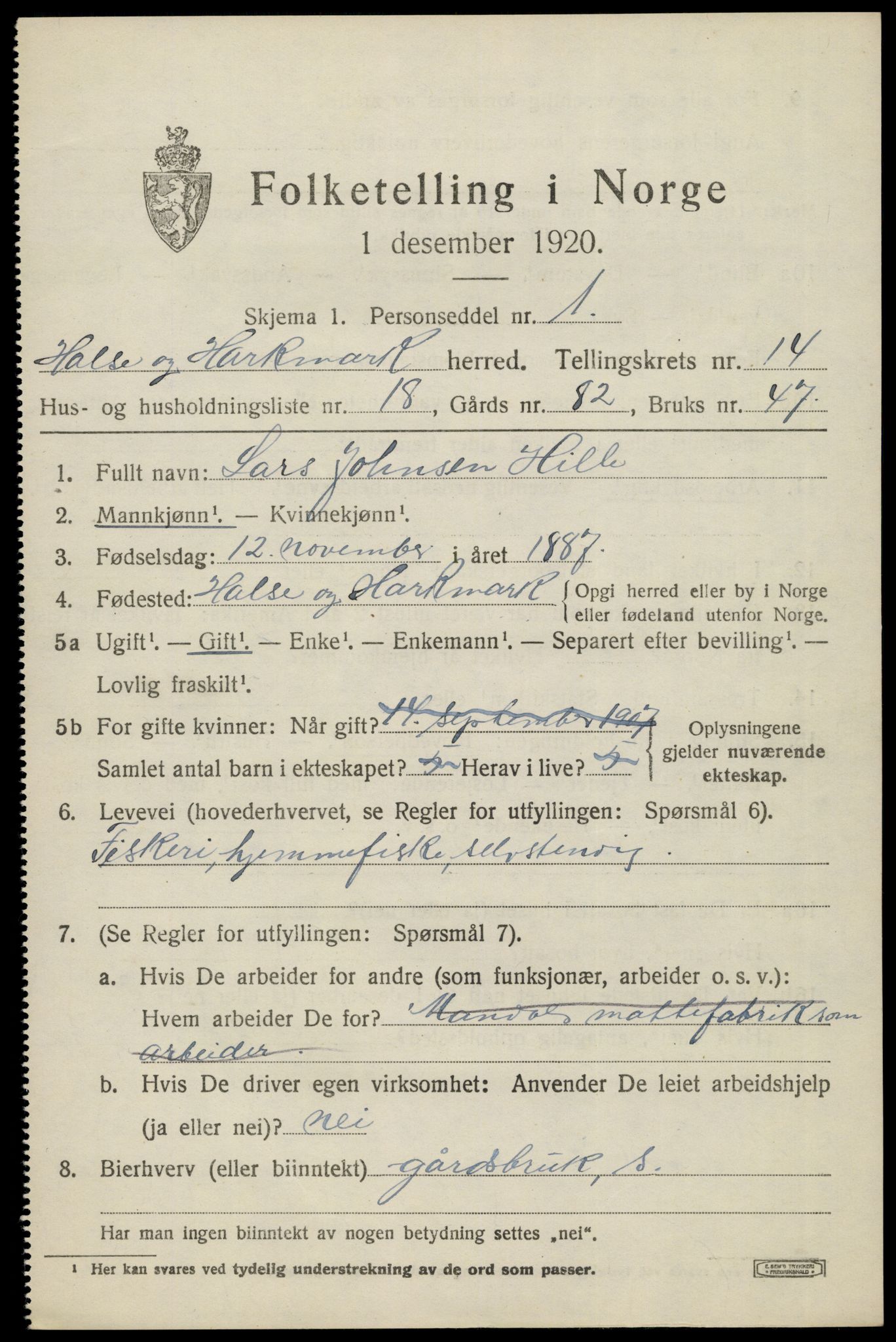 SAK, 1920 census for Halse og Harkmark, 1920, p. 7757