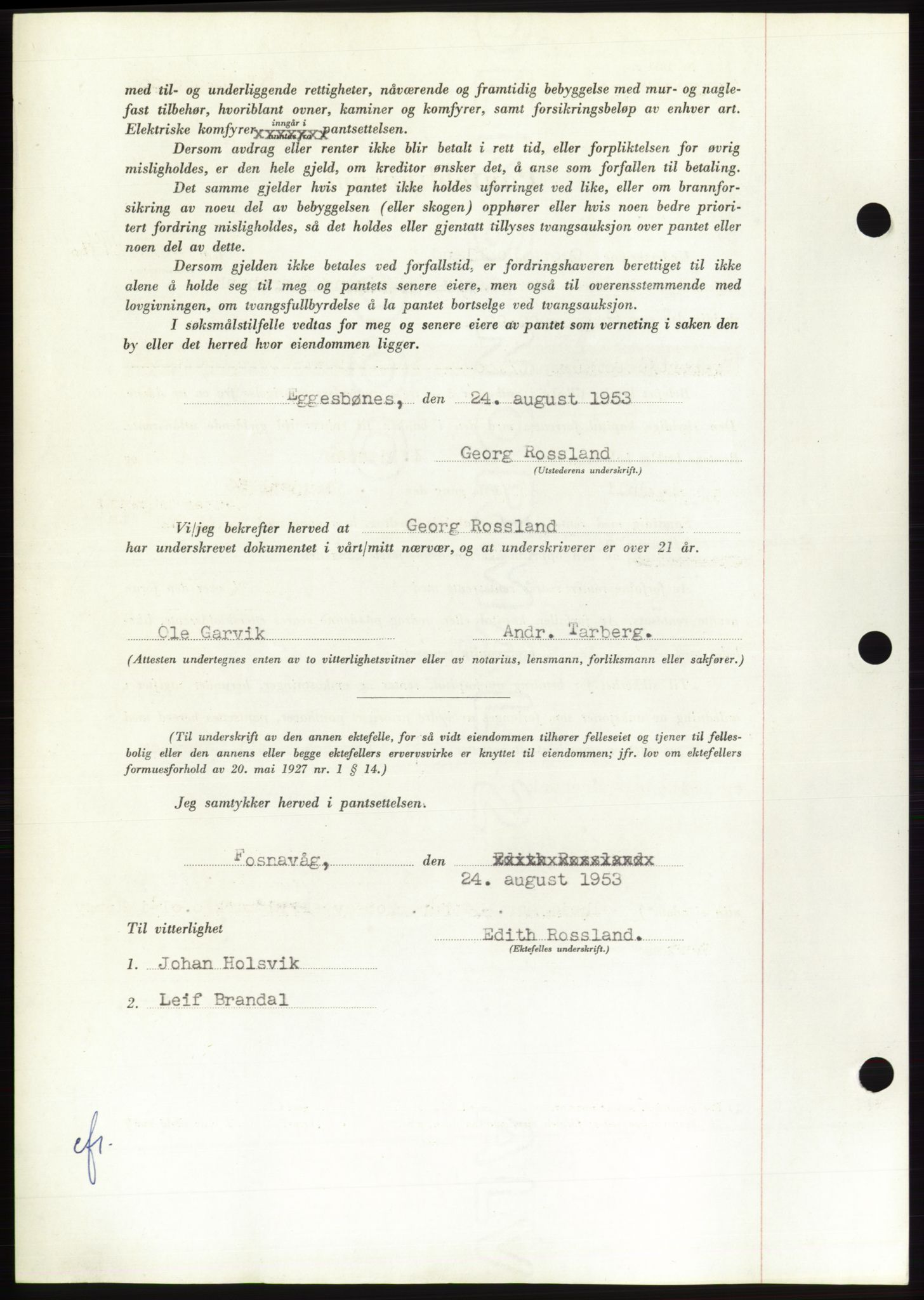Søre Sunnmøre sorenskriveri, SAT/A-4122/1/2/2C/L0123: Mortgage book no. 11B, 1953-1953, Diary no: : 2147/1953