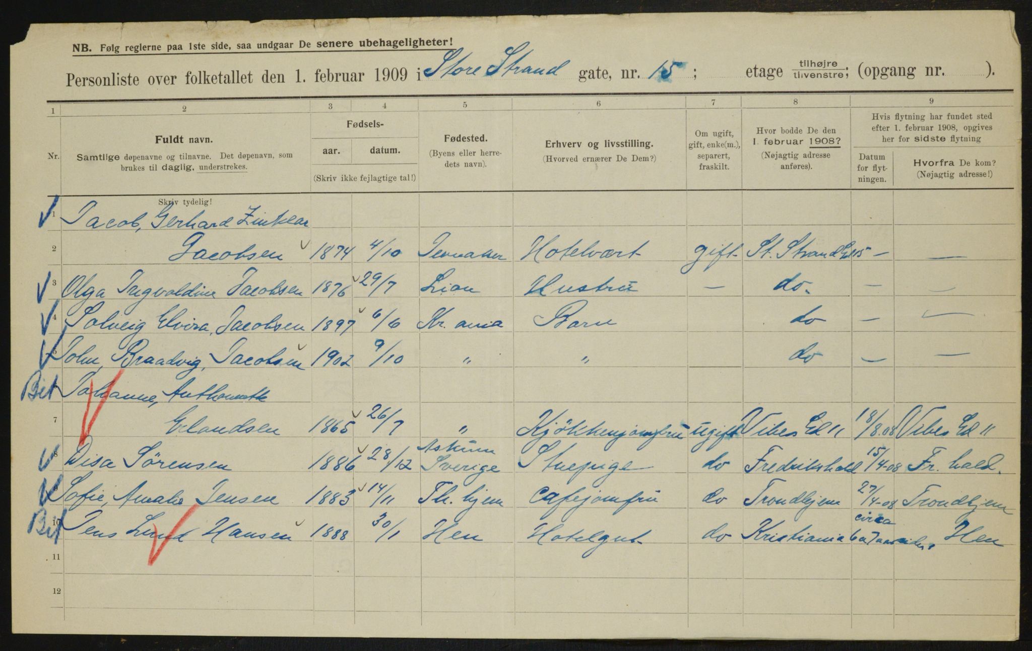 OBA, Municipal Census 1909 for Kristiania, 1909, p. 24210