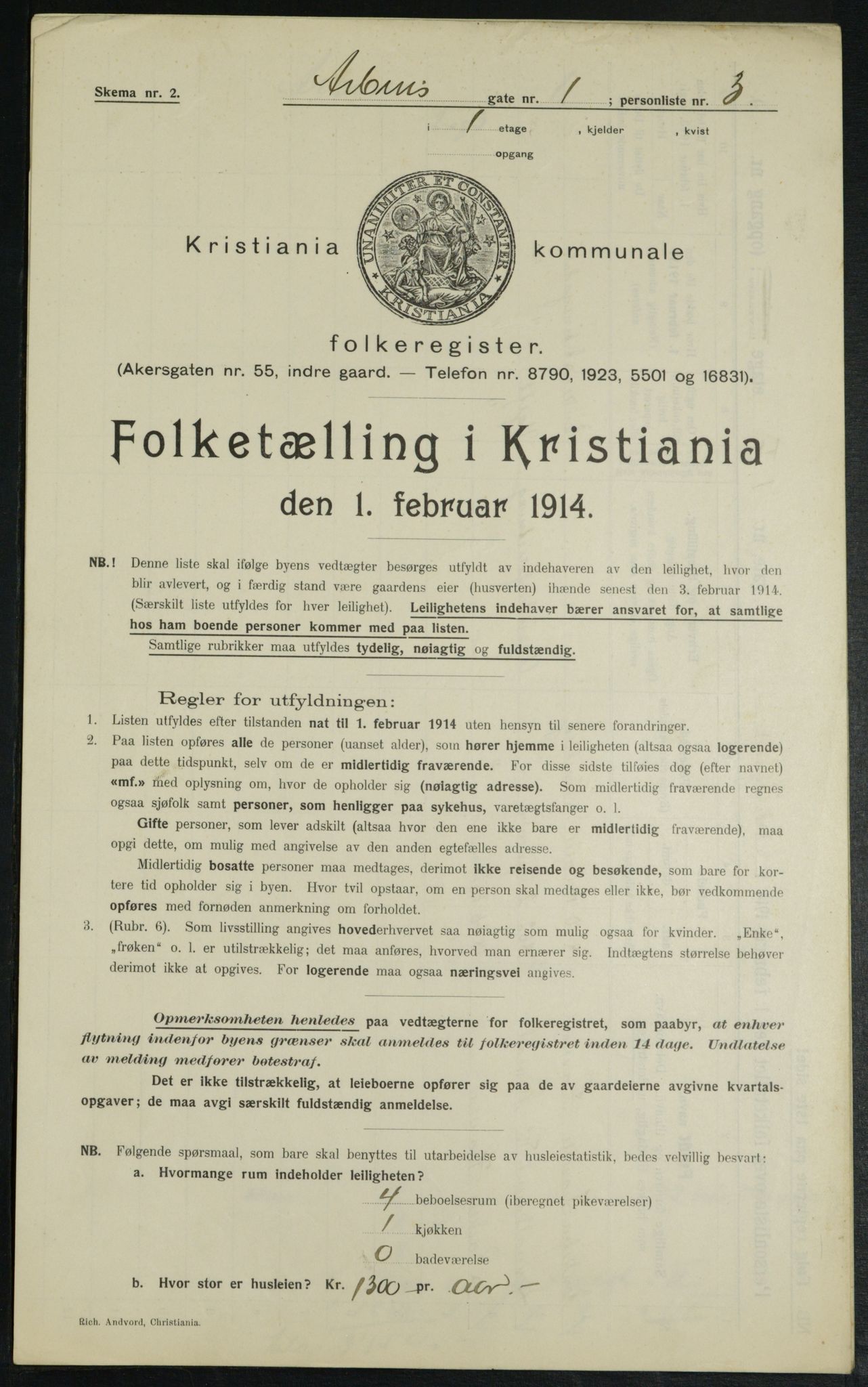 OBA, Municipal Census 1914 for Kristiania, 1914, p. 1522