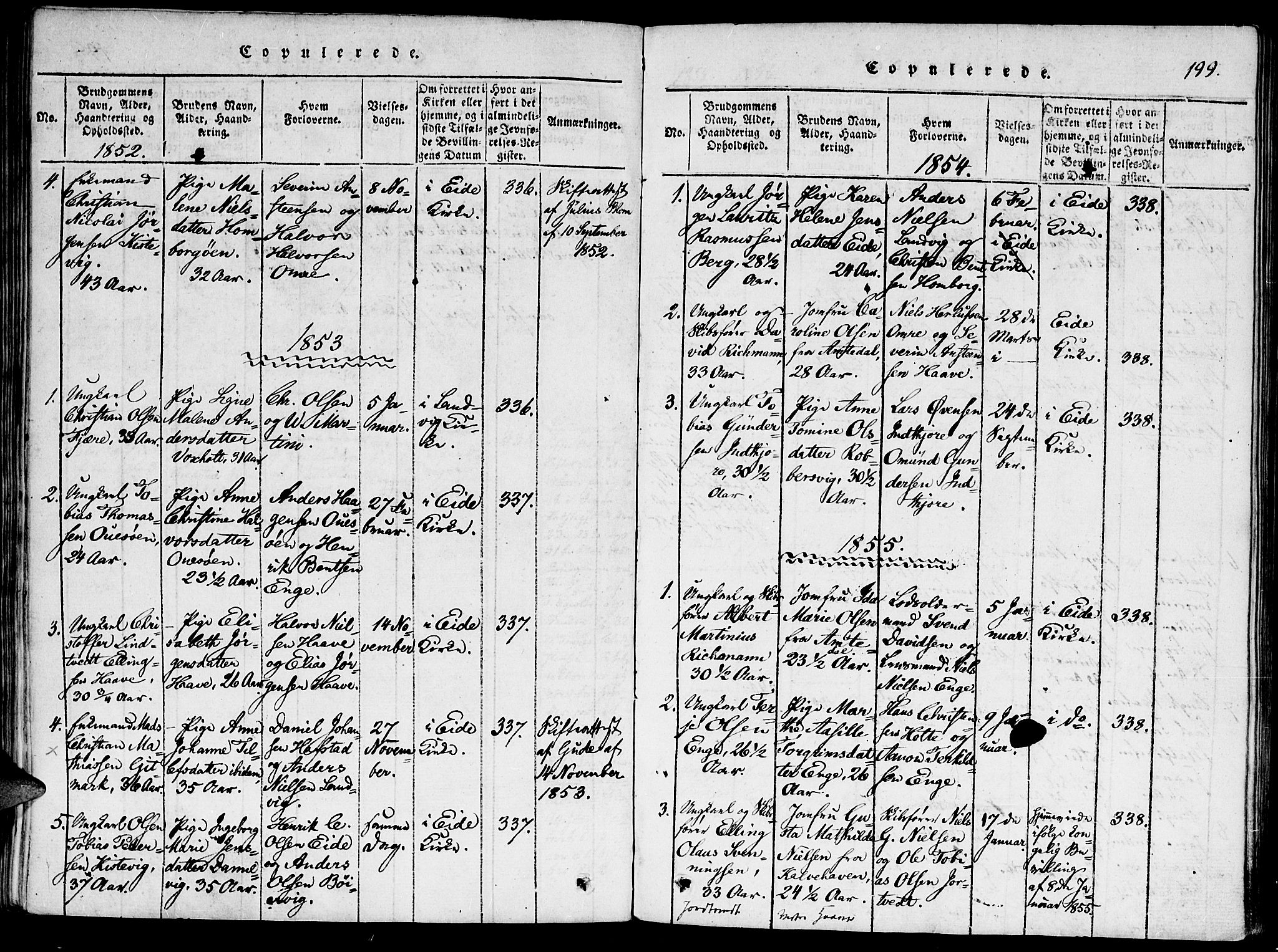 Hommedal sokneprestkontor, SAK/1111-0023/F/Fa/Faa/L0001: Parish register (official) no. A 1, 1816-1860, p. 199