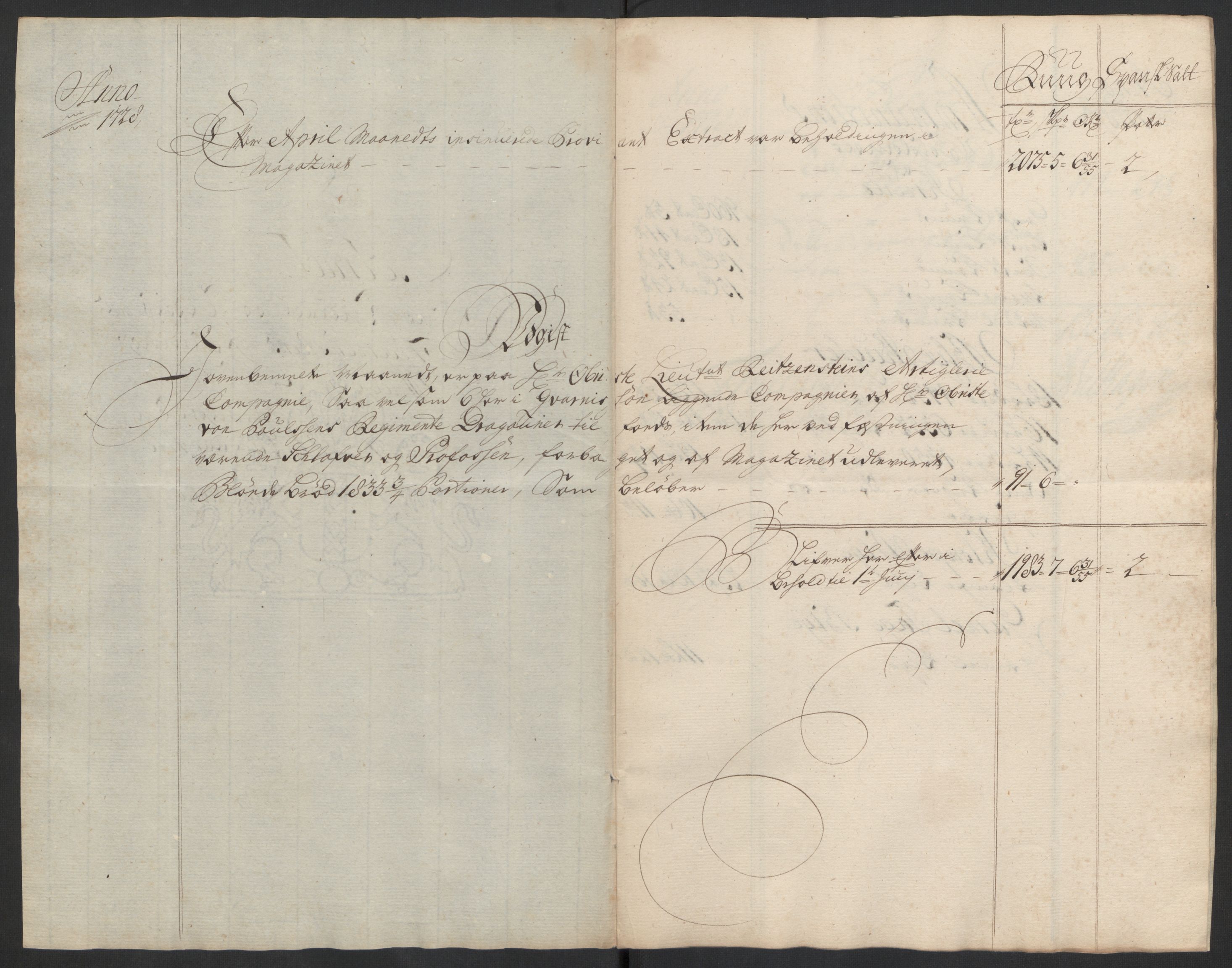 Kommanderende general (KG I) med Det norske krigsdirektorium, AV/RA-EA-5419/D/L0153: Fredriksten festning: Brev, inventarfortegnelser og regnskapsekstrakter, 1724-1729, p. 593