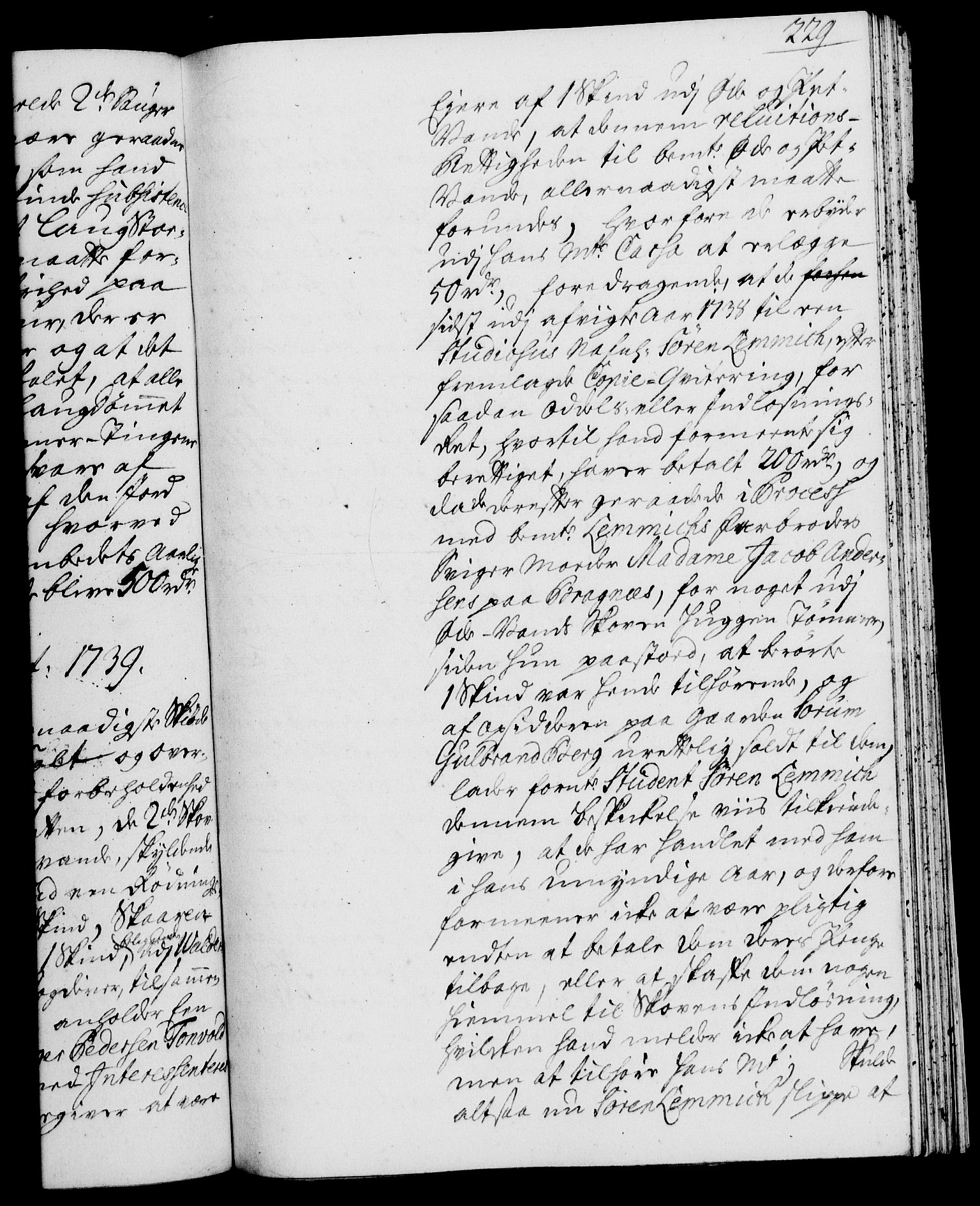 Rentekammeret, Kammerkanselliet, RA/EA-3111/G/Gh/Gha/L0021: Norsk ekstraktmemorialprotokoll (merket RK 53.66), 1739, p. 229