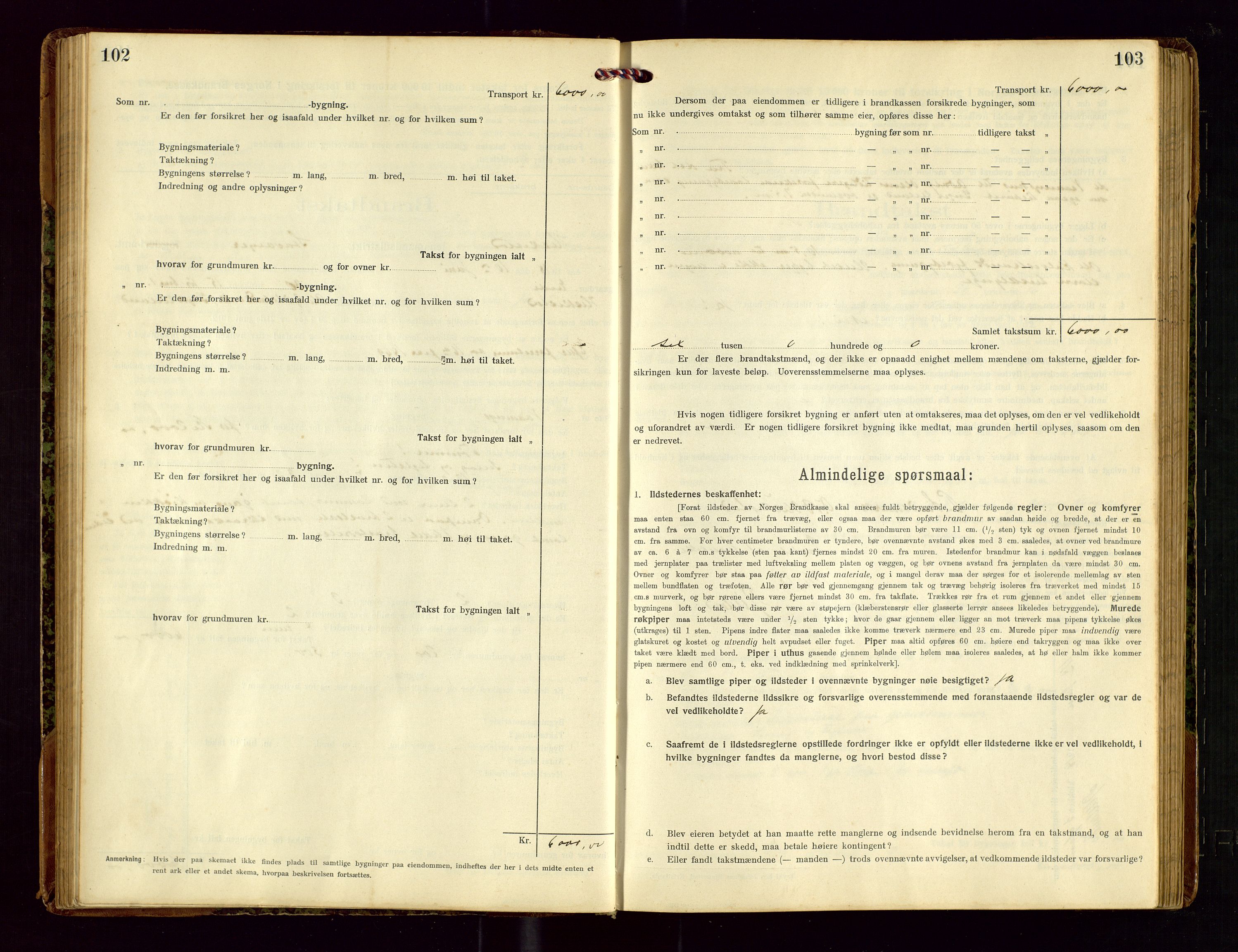 Heskestad lensmannskontor, SAST/A-100304/Gob/L0002: "Brandtakstprotokol", 1915-1922, p. 102-103