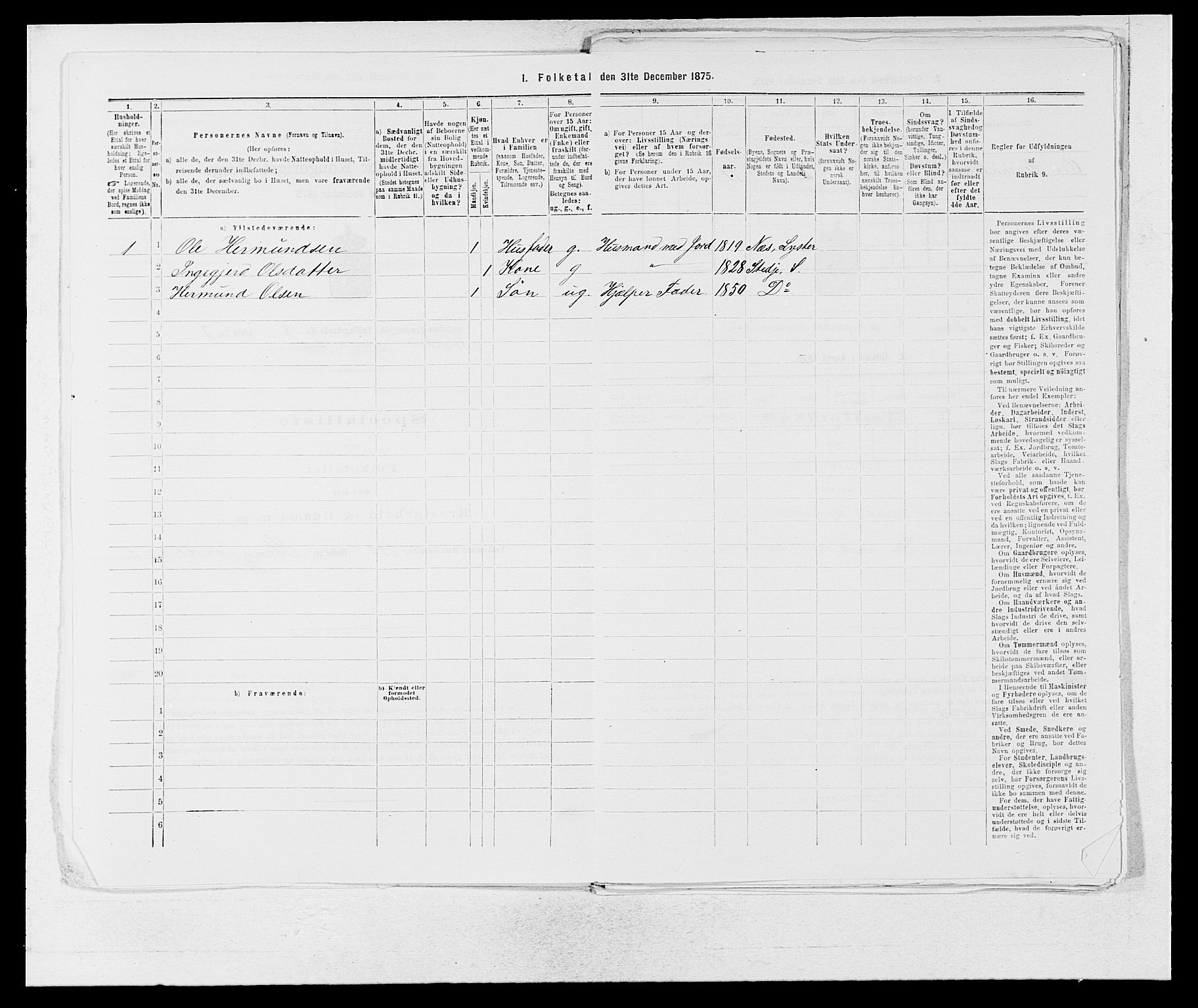SAB, 1875 census for 1420P Sogndal, 1875, p. 757