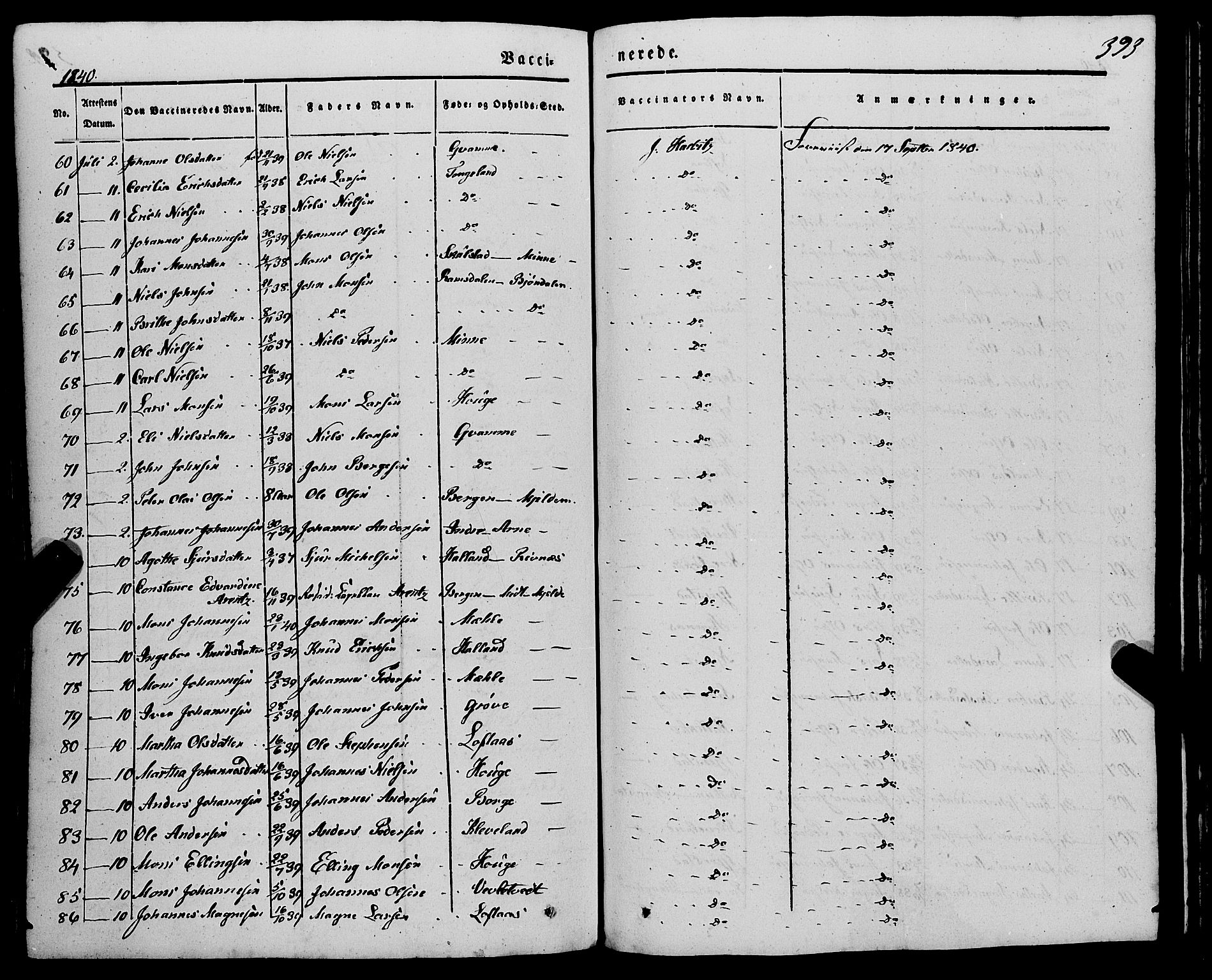 Haus sokneprestembete, AV/SAB-A-75601/H/Haa: Parish register (official) no. A 15, 1838-1847, p. 393