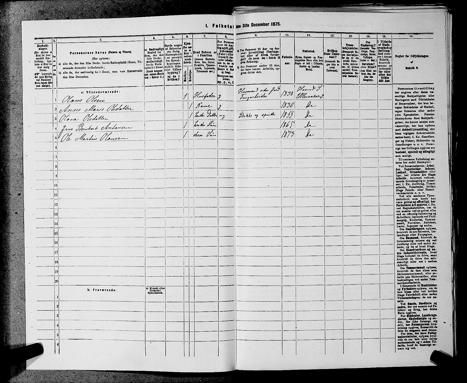 RA, 1875 census for 0235P Ullensaker, 1875, p. 1464
