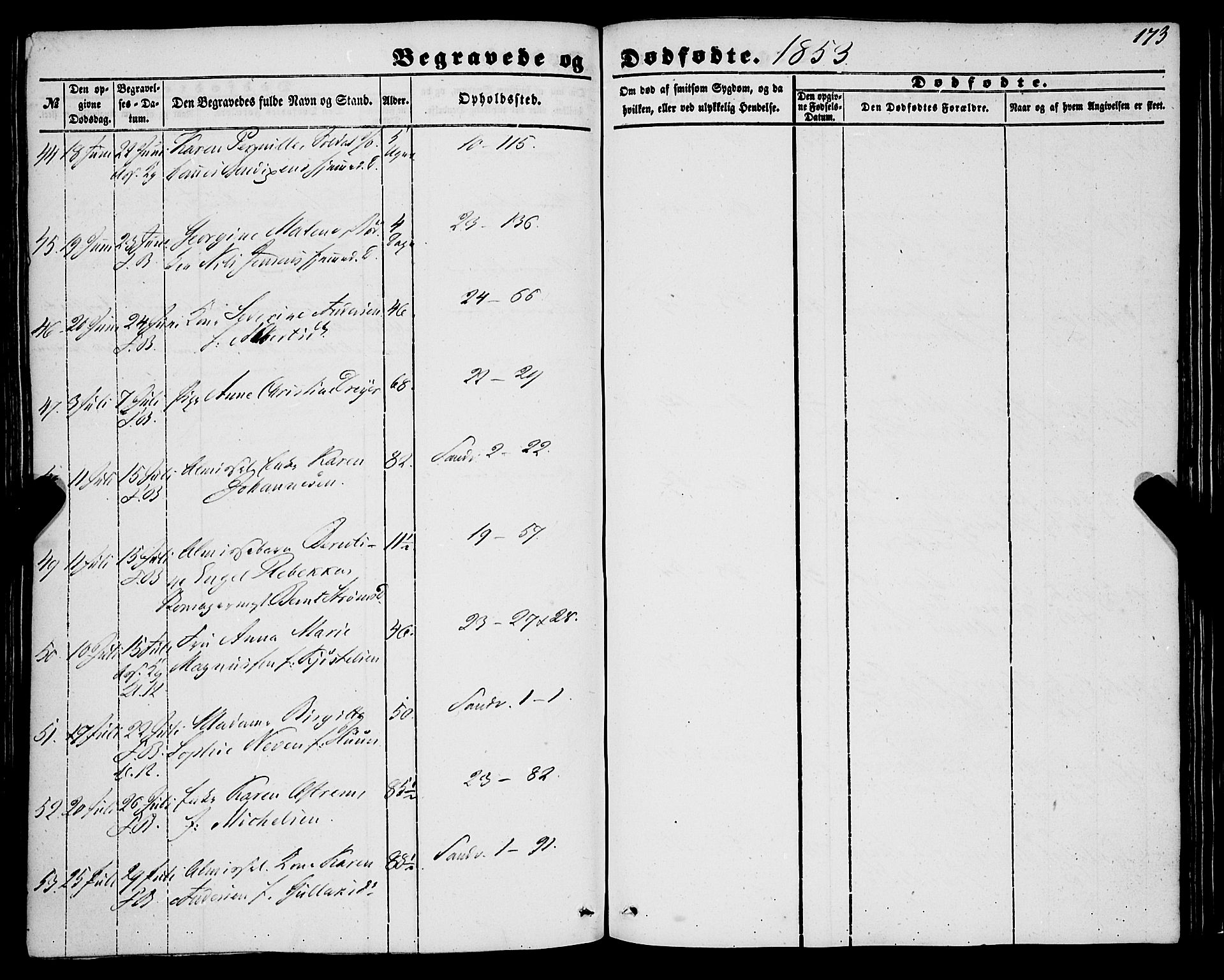 Korskirken sokneprestembete, AV/SAB-A-76101/H/Haa: Parish register (official) no. E 2, 1848-1862, p. 173