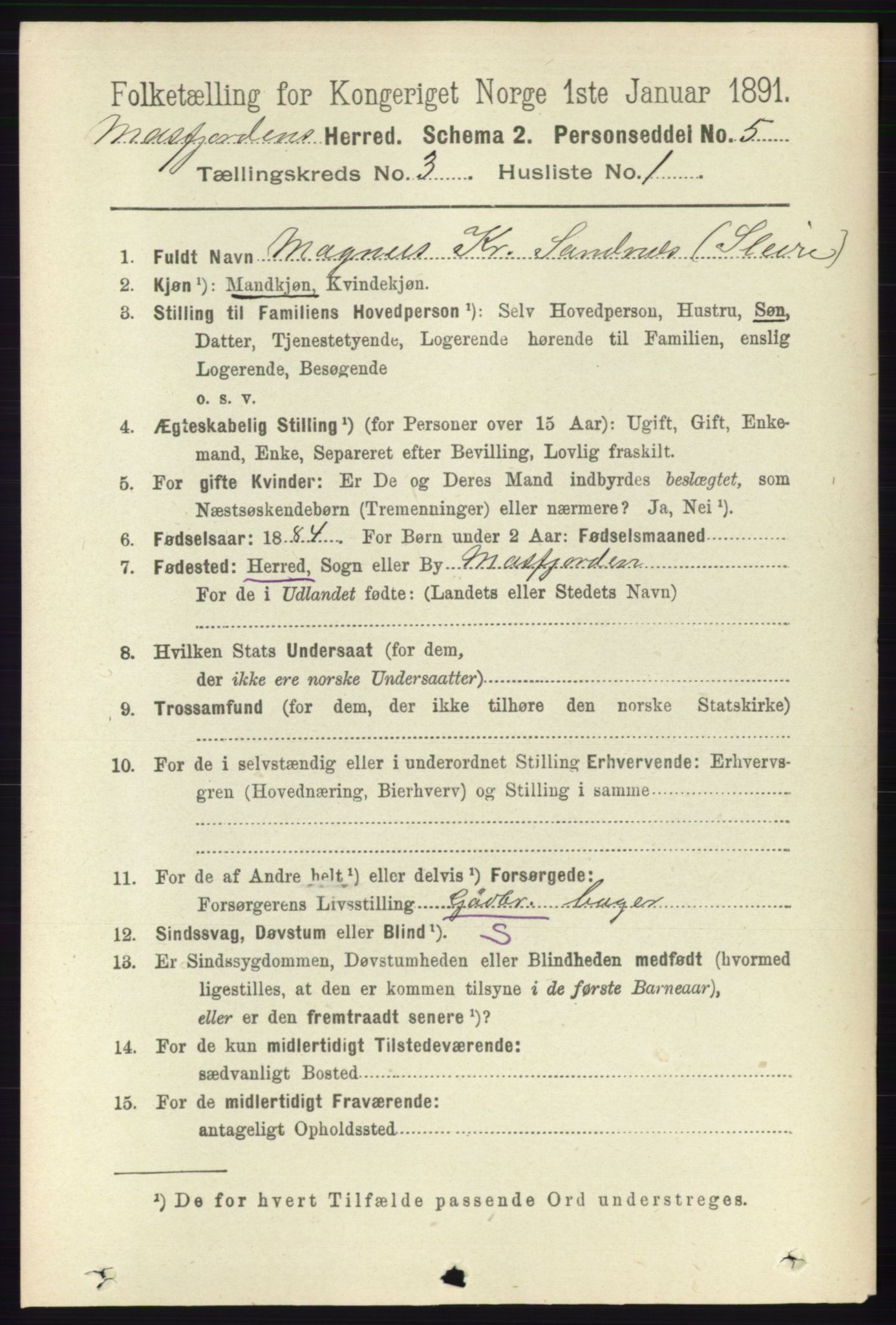 RA, 1891 census for 1266 Masfjorden, 1891, p. 529