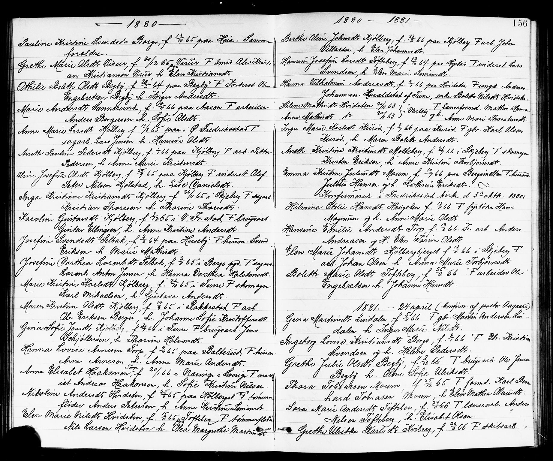 Borge prestekontor Kirkebøker, SAO/A-10903/G/Ga/L0002: Parish register (copy) no. I 2, 1875-1923, p. 156