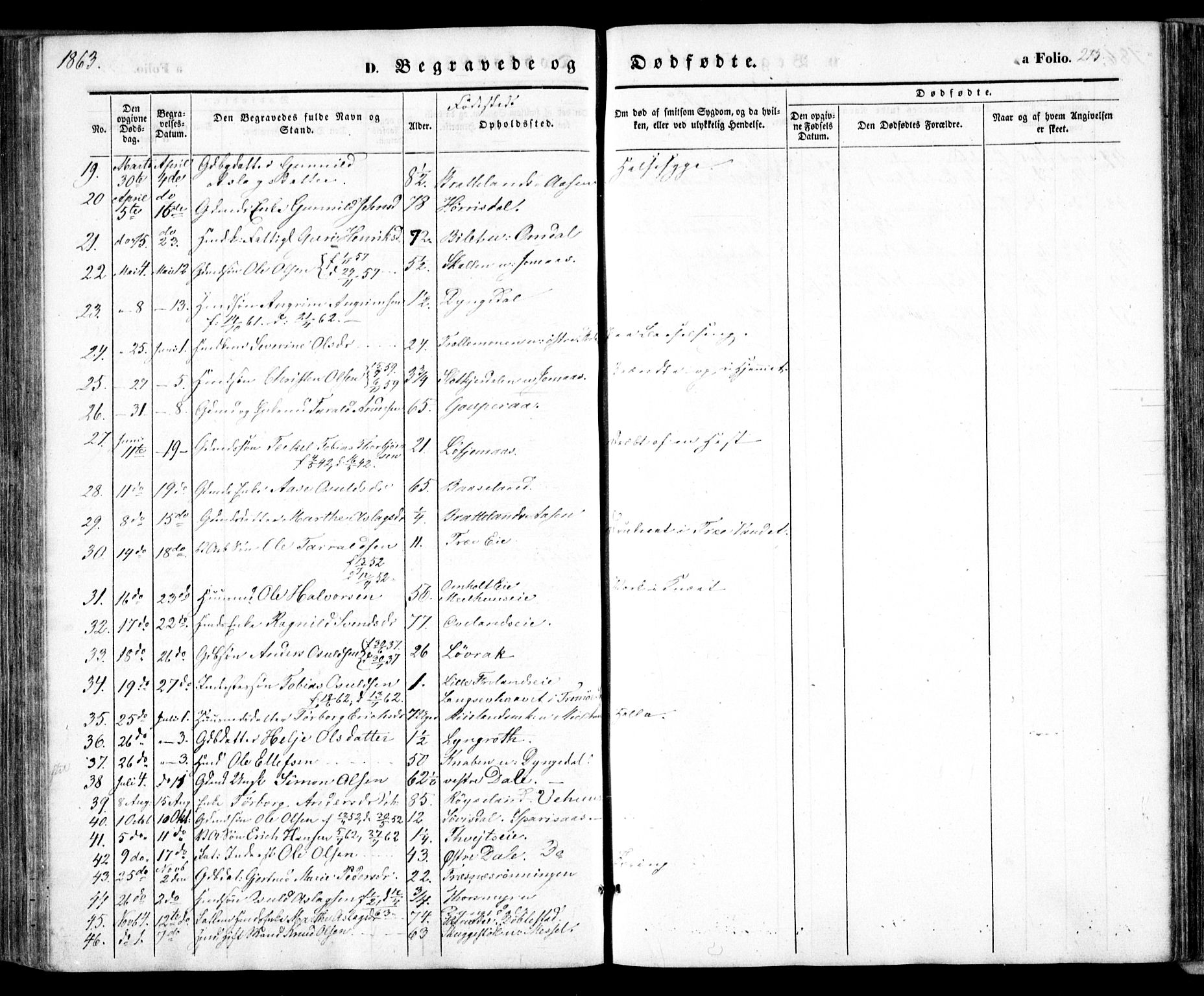 Froland sokneprestkontor, SAK/1111-0013/F/Fa/L0002: Parish register (official) no. A 2, 1845-1863, p. 215