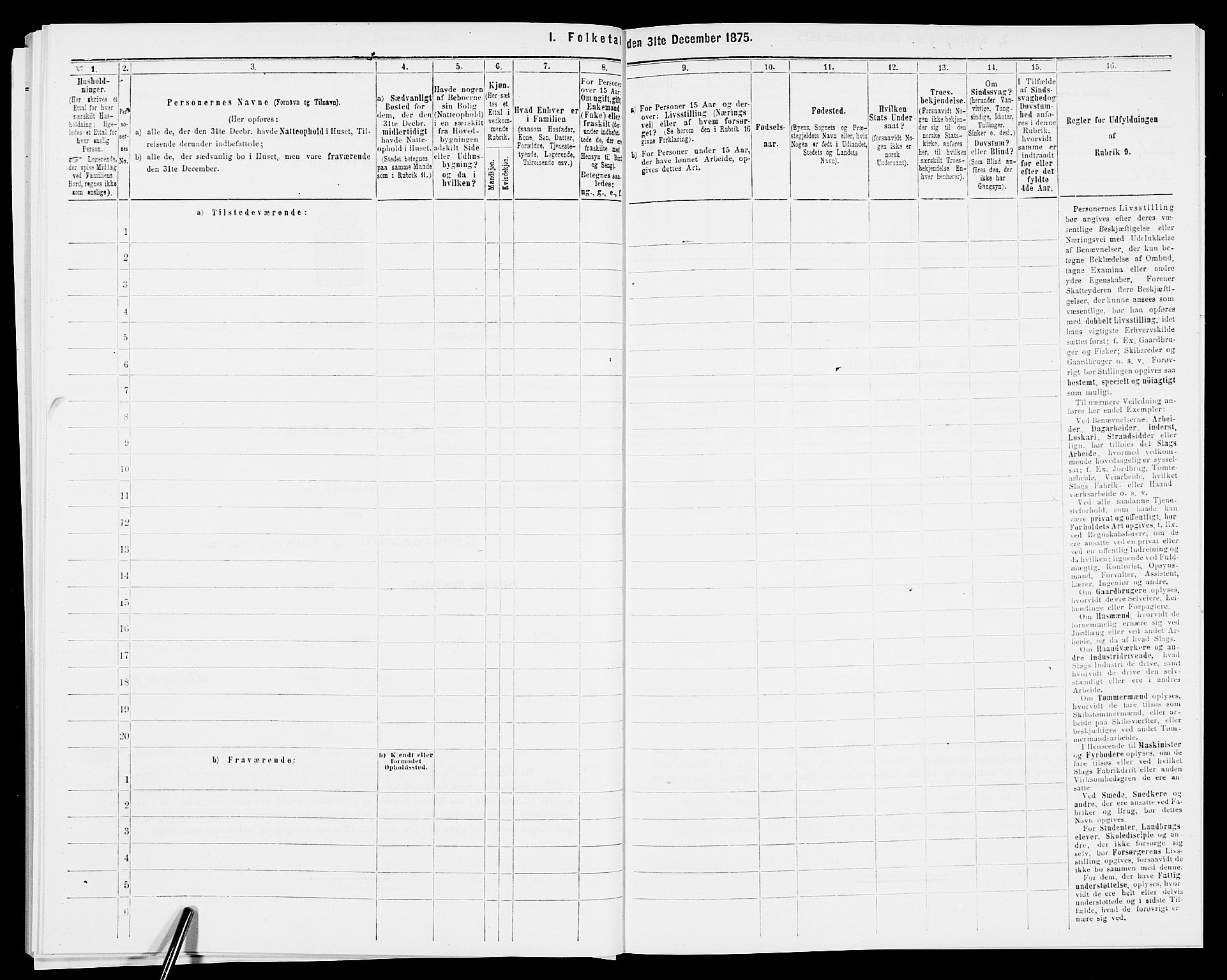 SAK, 1875 census for 0926L Vestre Moland/Vestre Moland, 1875, p. 379