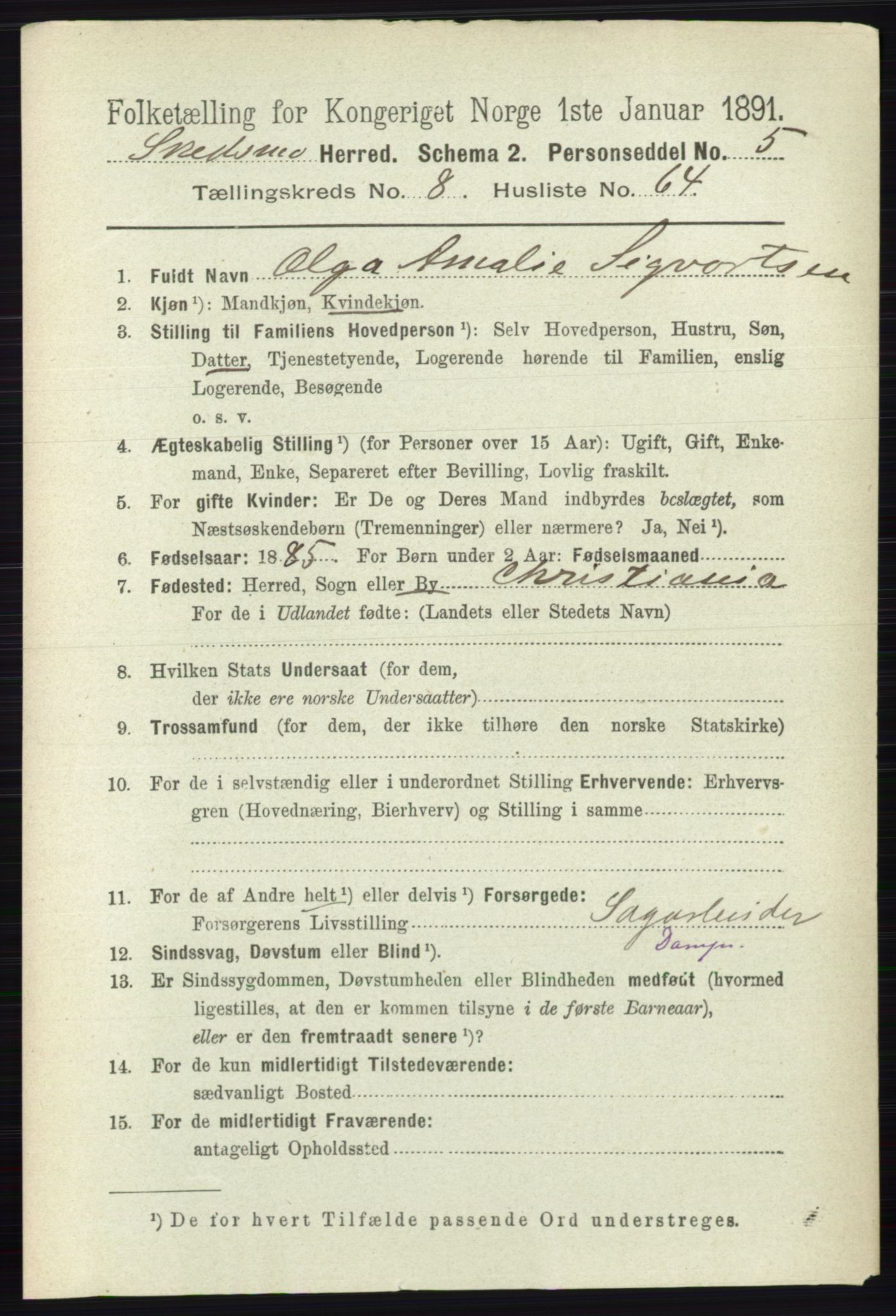 RA, 1891 census for 0231 Skedsmo, 1891, p. 4632