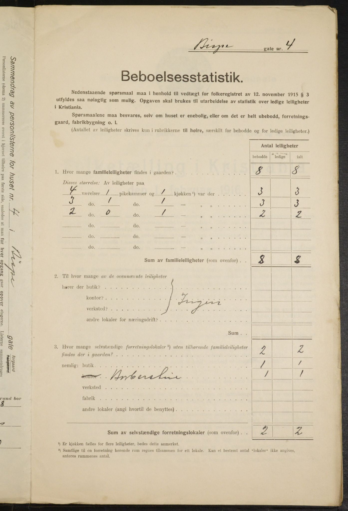 OBA, Municipal Census 1916 for Kristiania, 1916, p. 5422