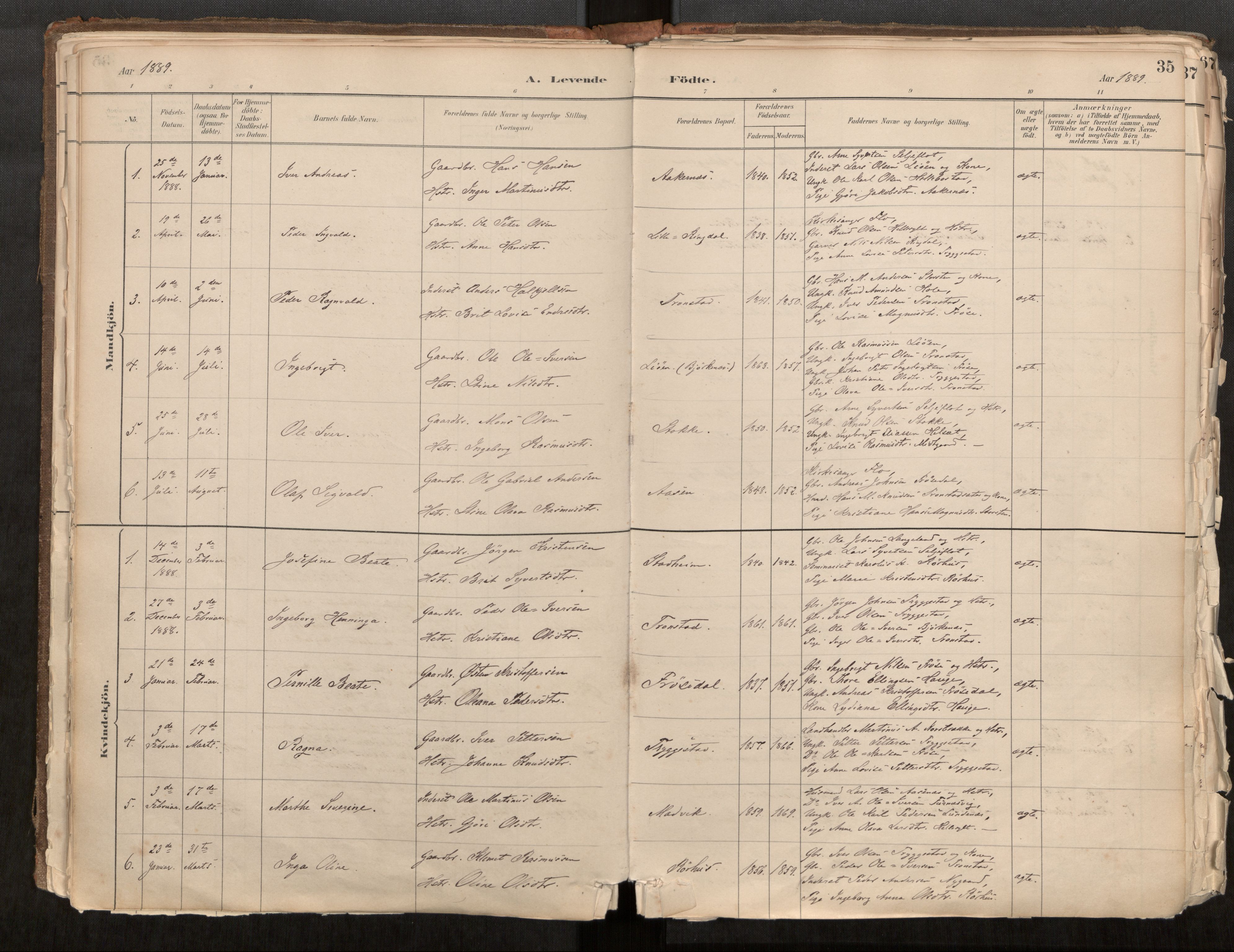 Sunnylven sokneprestkontor, SAT/A-1007: Parish register (official) no. 517A08, 1882-1939, p. 35