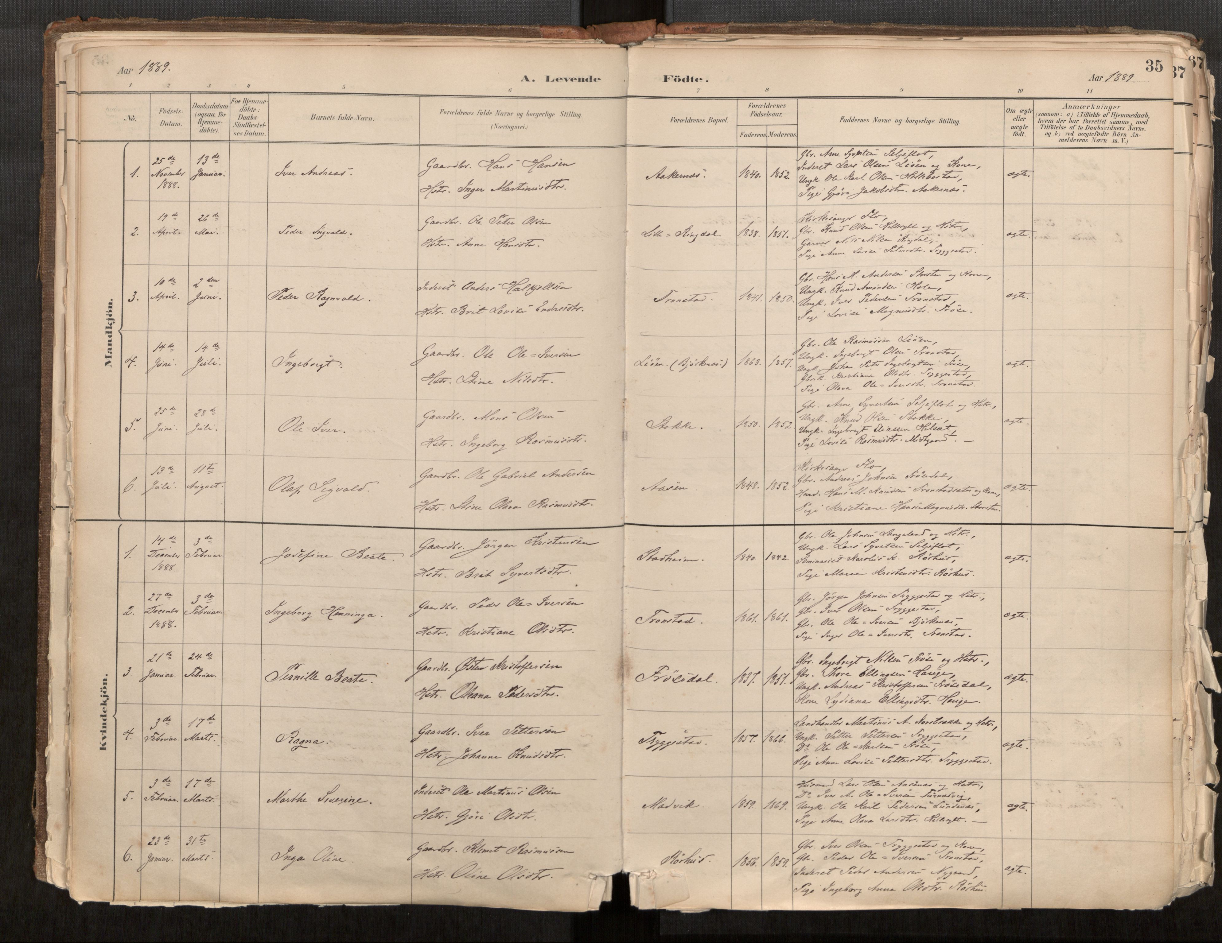 Sunnylven sokneprestkontor, AV/SAT-A-1007: Parish register (official) no. 517A08, 1882-1939, p. 35