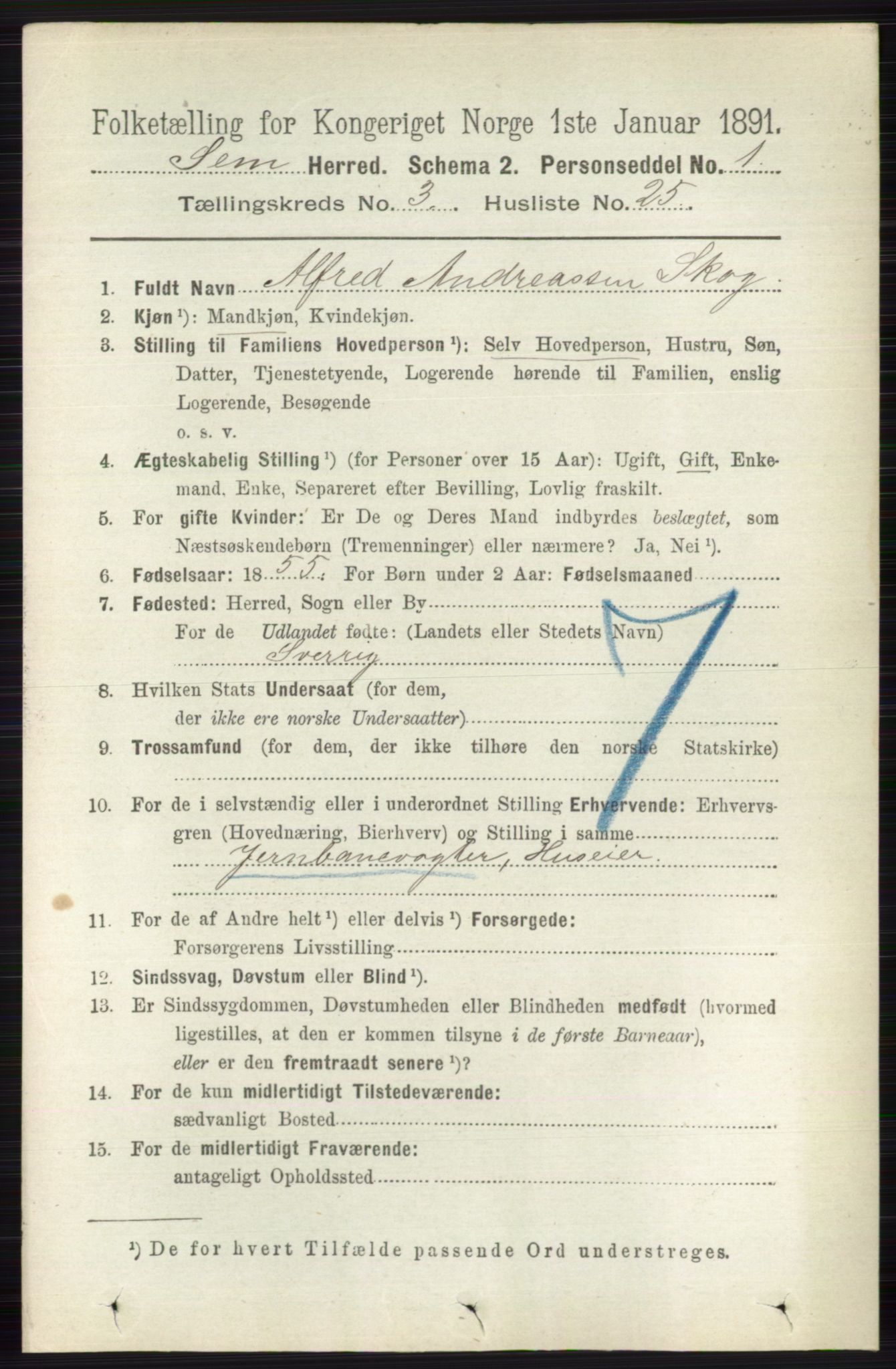 RA, 1891 census for 0721 Sem, 1891, p. 1206