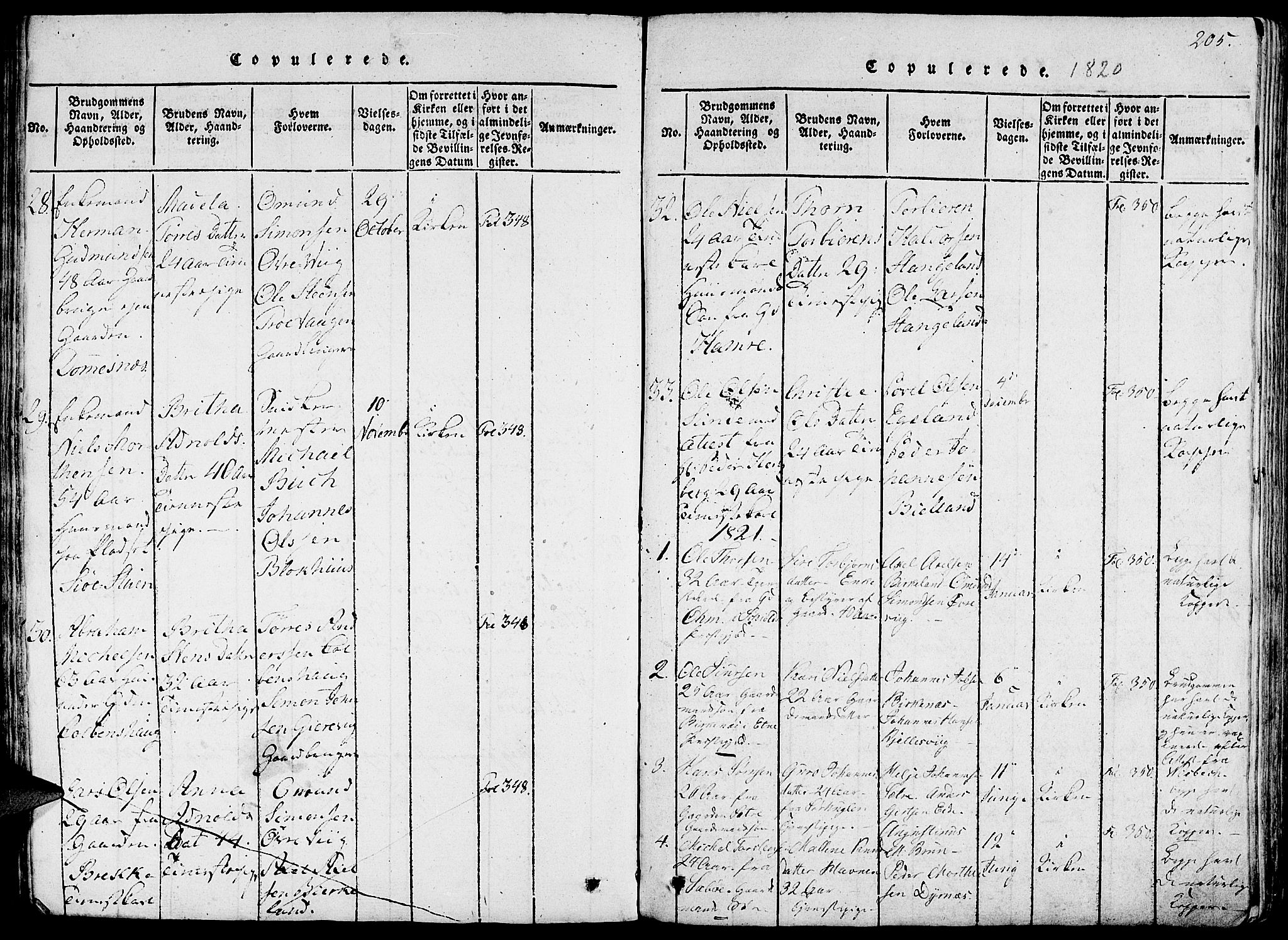 Fjelberg sokneprestembete, AV/SAB-A-75201/H/Haa: Parish register (official) no. A 4, 1816-1822, p. 205