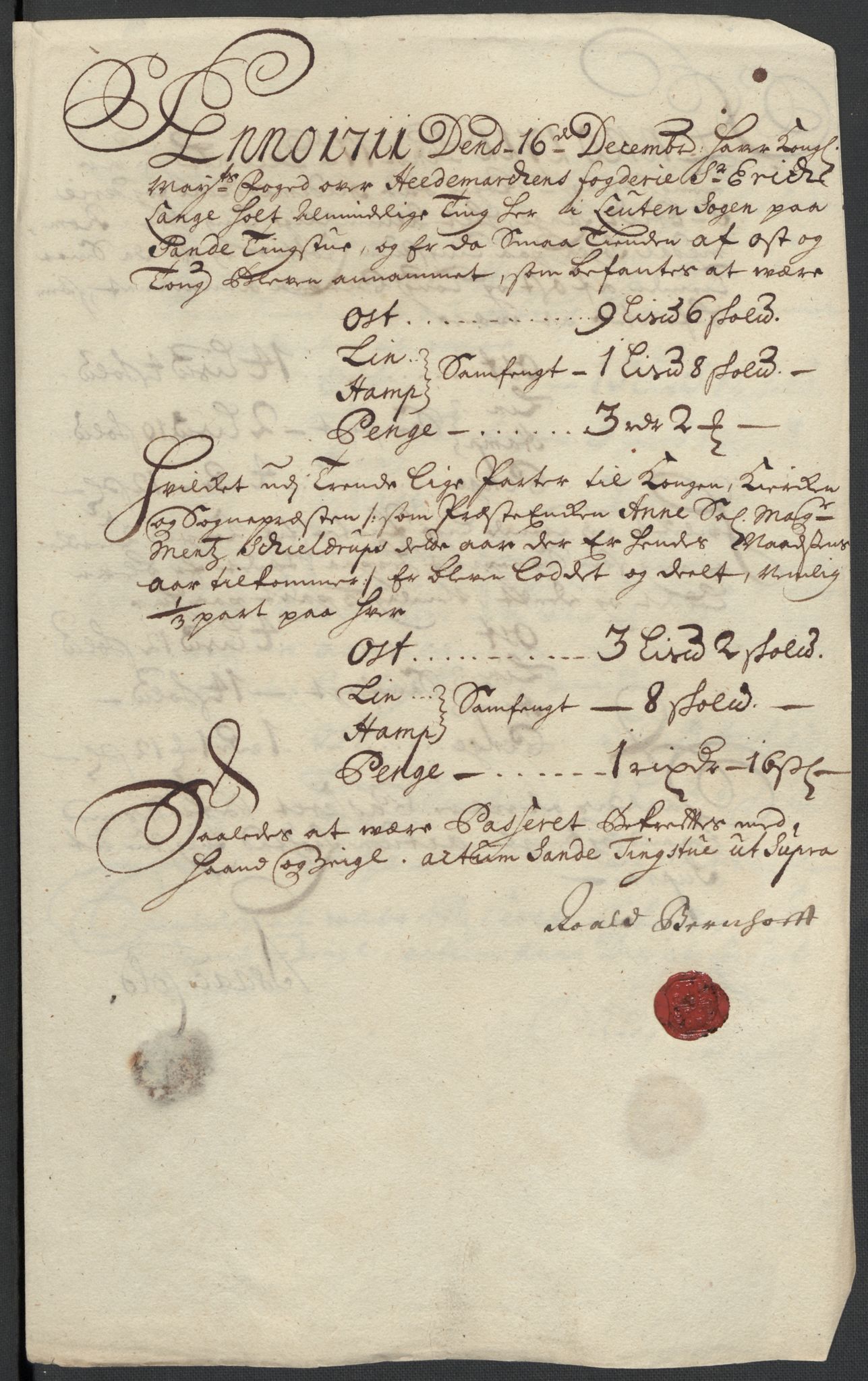 Rentekammeret inntil 1814, Reviderte regnskaper, Fogderegnskap, AV/RA-EA-4092/R16/L1047: Fogderegnskap Hedmark, 1711, p. 65