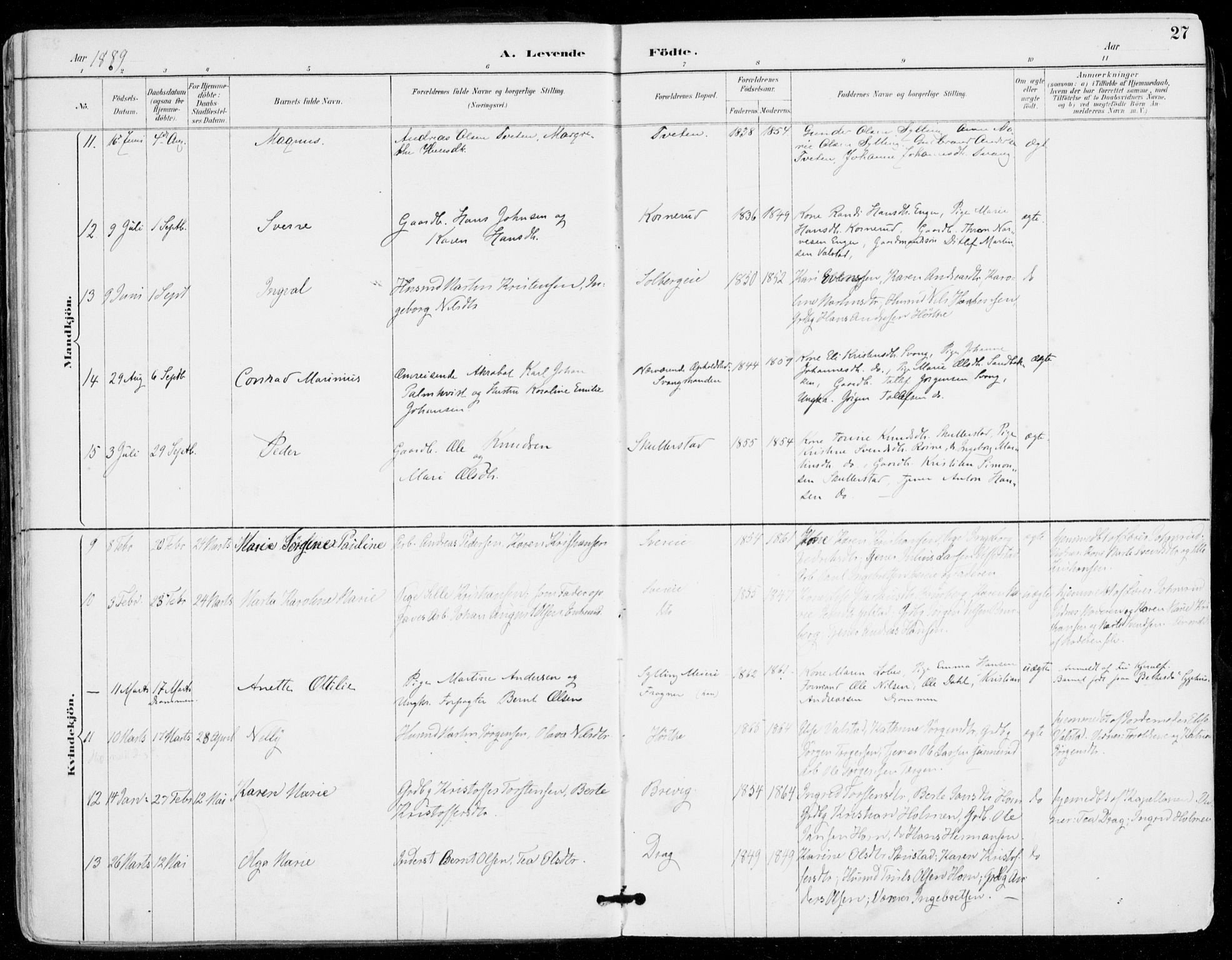 Sylling kirkebøker, AV/SAKO-A-247/F/Fa/L0001: Parish register (official) no. 1, 1883-1910, p. 27