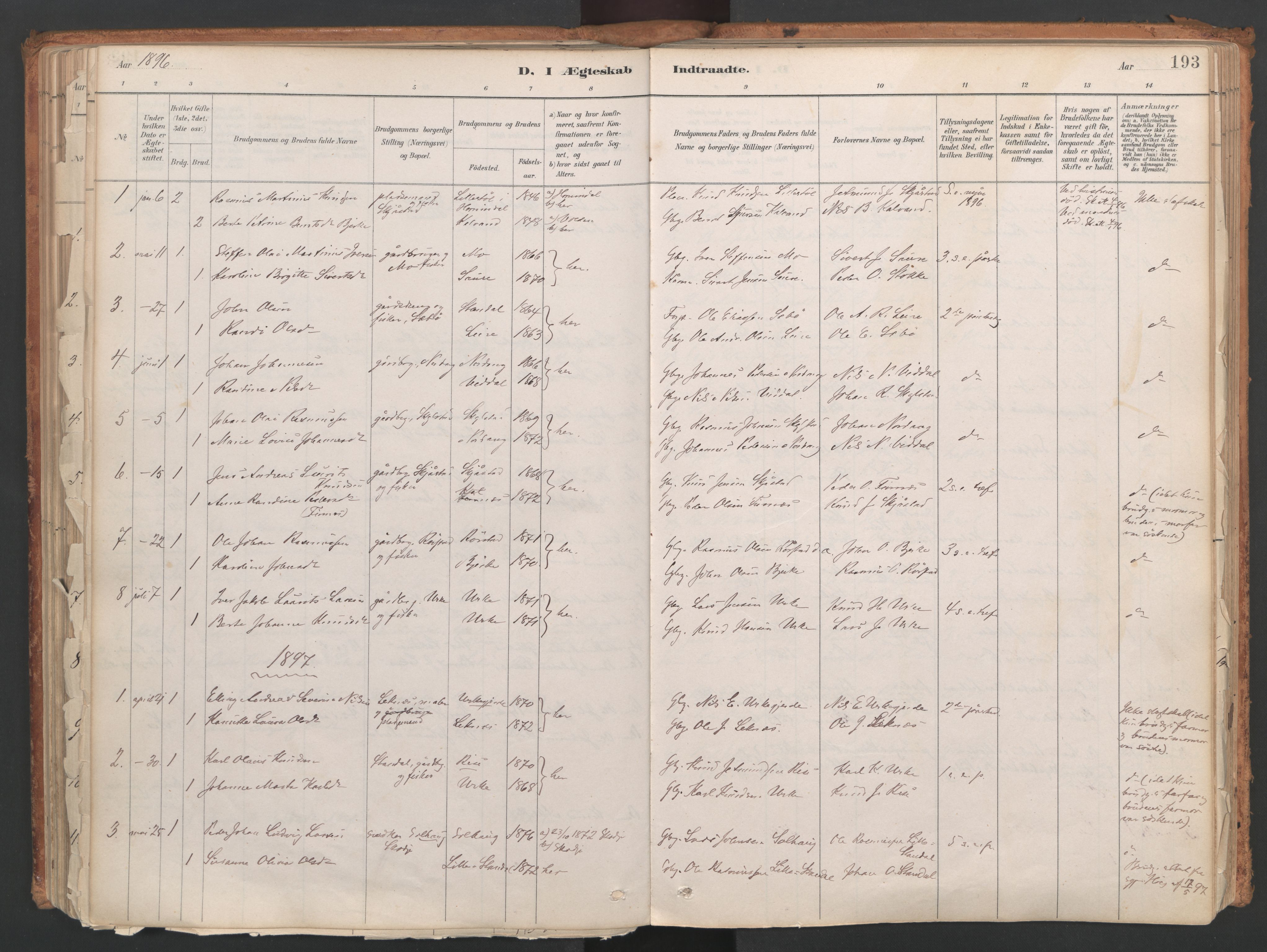Ministerialprotokoller, klokkerbøker og fødselsregistre - Møre og Romsdal, SAT/A-1454/515/L0211: Parish register (official) no. 515A07, 1886-1910, p. 193