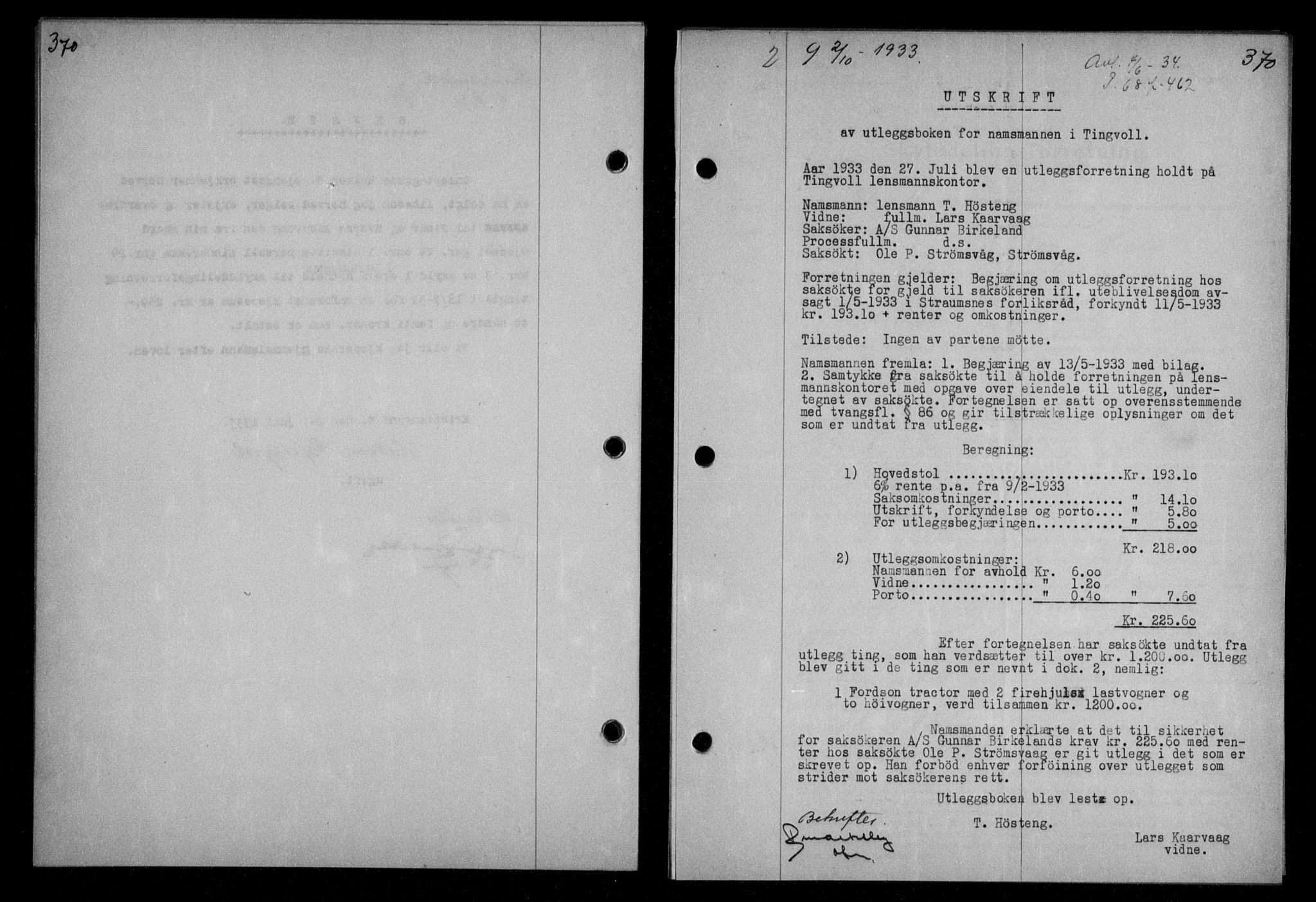 Nordmøre sorenskriveri, AV/SAT-A-4132/1/2/2Ca/L0079: Mortgage book no. 69, 1933-1933, Deed date: 02.10.1933