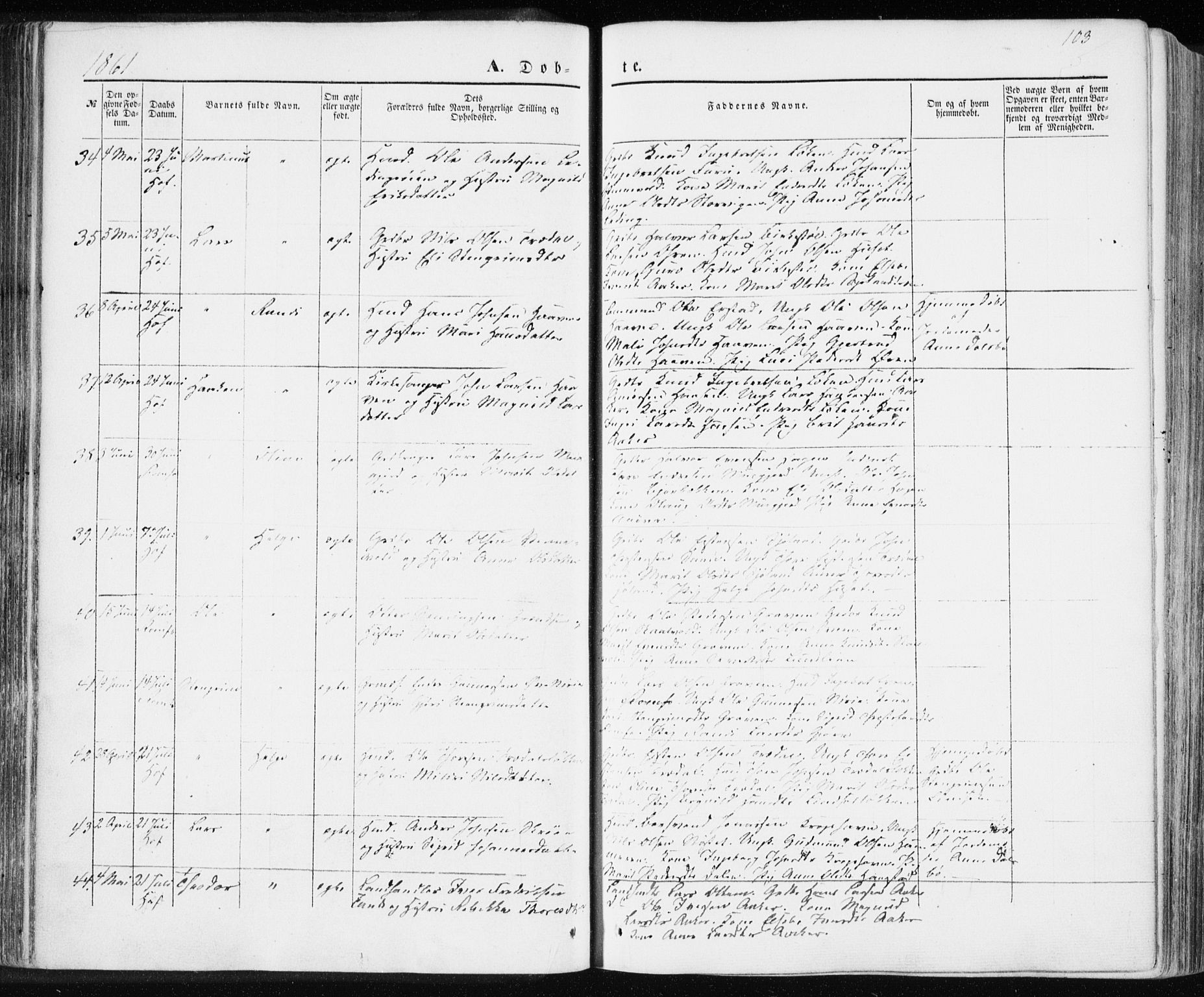 Ministerialprotokoller, klokkerbøker og fødselsregistre - Møre og Romsdal, SAT/A-1454/590/L1013: Parish register (official) no. 590A05, 1847-1877, p. 103