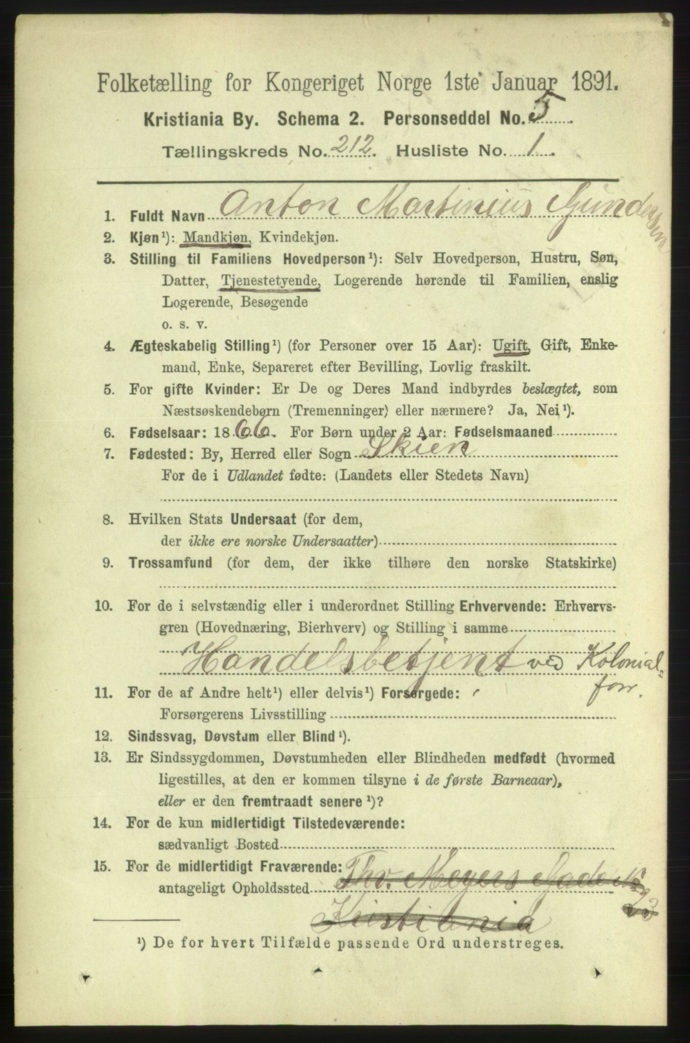 RA, 1891 census for 0301 Kristiania, 1891, p. 126447