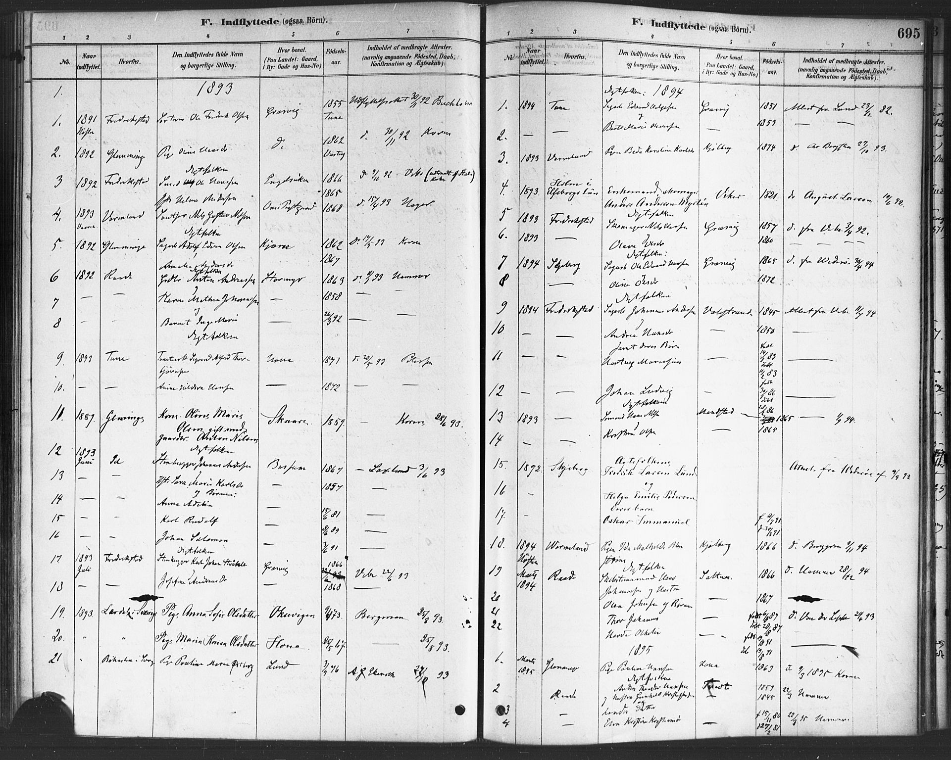 Onsøy prestekontor Kirkebøker, SAO/A-10914/F/Fa/L0006: Parish register (official) no. I 6, 1878-1898, p. 695